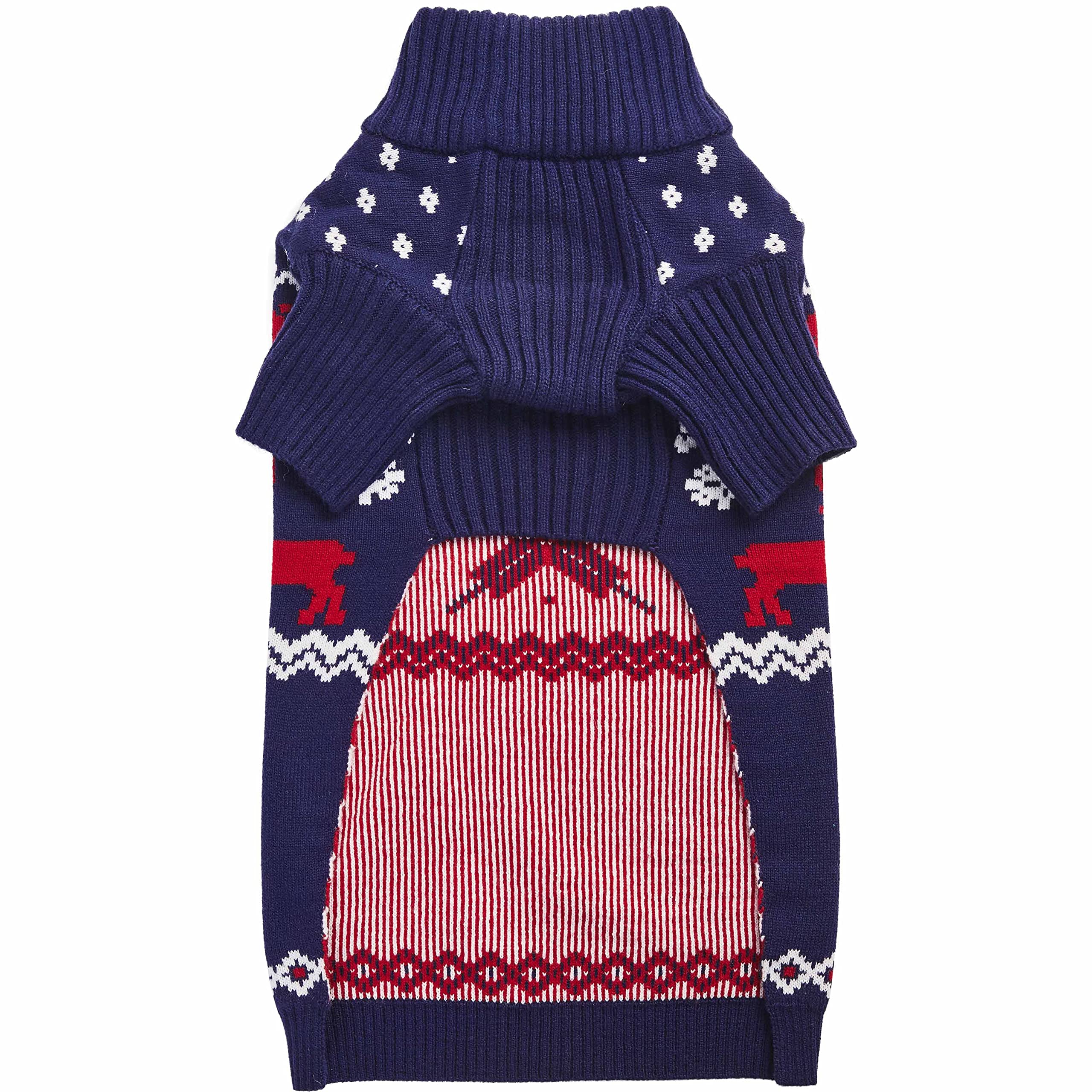 Blueberry Pet Christmas Reindeer And Snowflake Dog Sweater In Royal Blue, Back Length 10', Pack Of 1 Clothes For Dogs