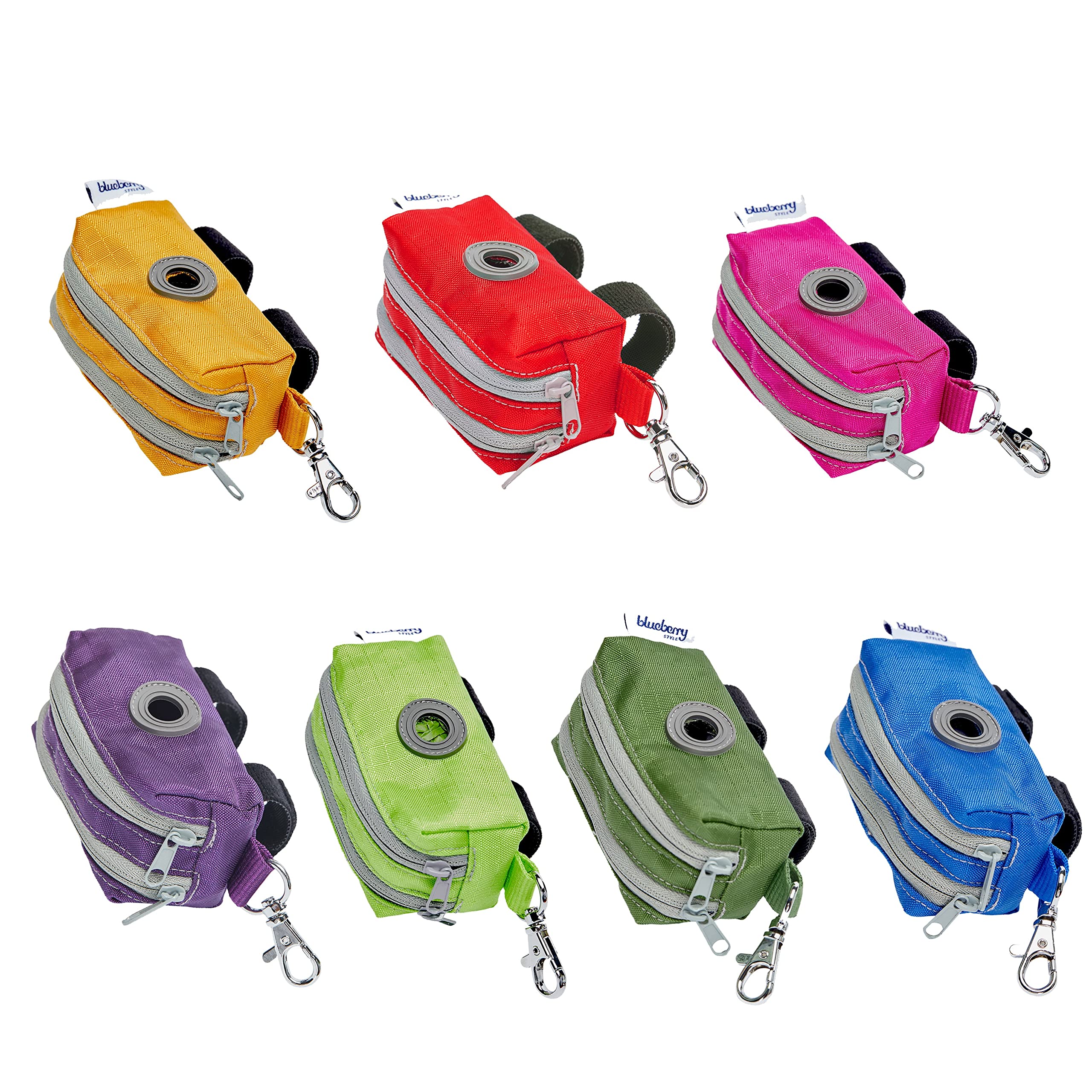 Blueberry Style Neon Green Dog Waste Bag Dispenser, Solid Color Trash Bag Dispenser with 2 Auto Locking Zipper, Dog Poop Bag Hol