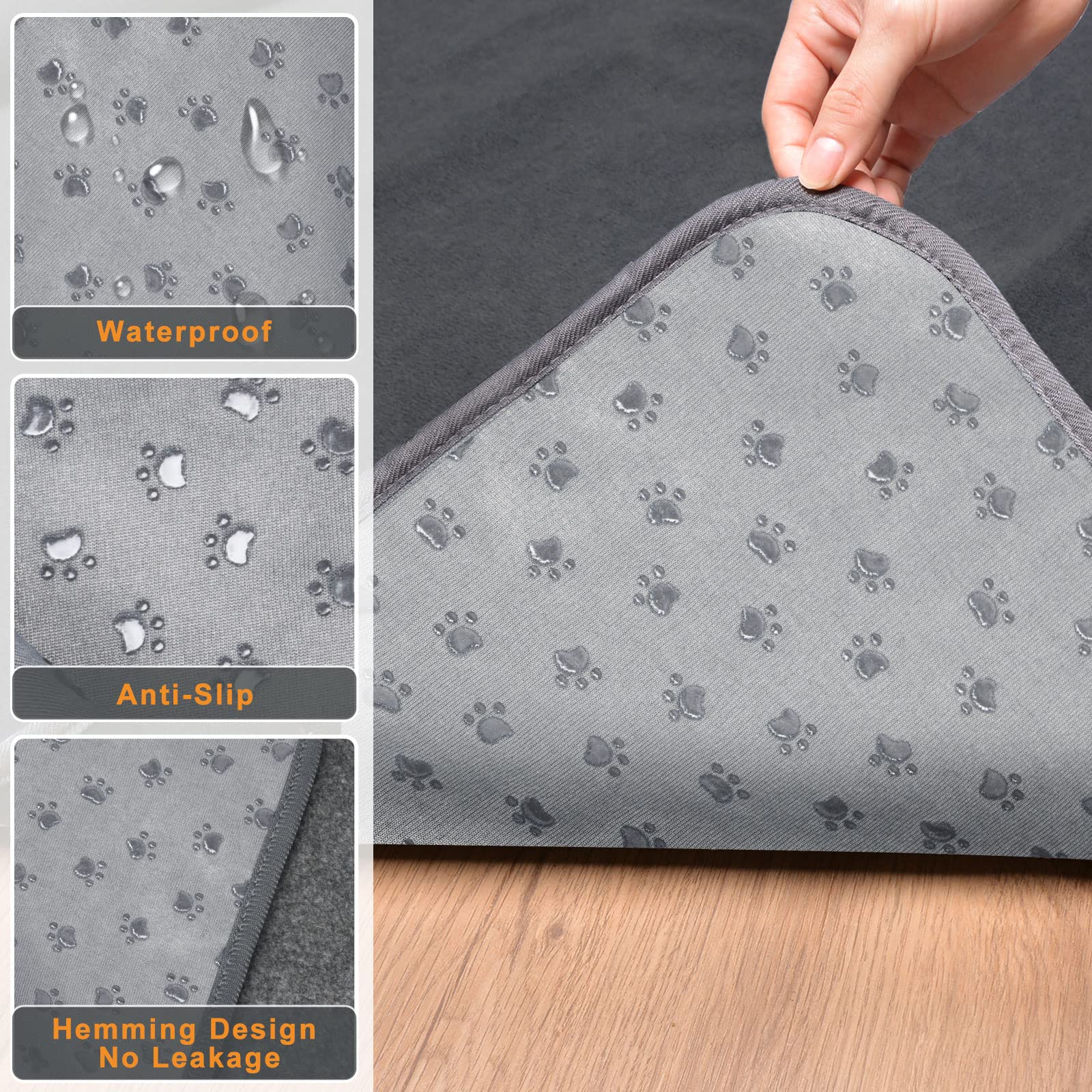 LOOBANI 2 Packs Extra Large Reusable Dog Mat for Floor, Non-Slip Washable Pee Pads for Dogs, Fast Absorbent Pet Whelping Pads, P