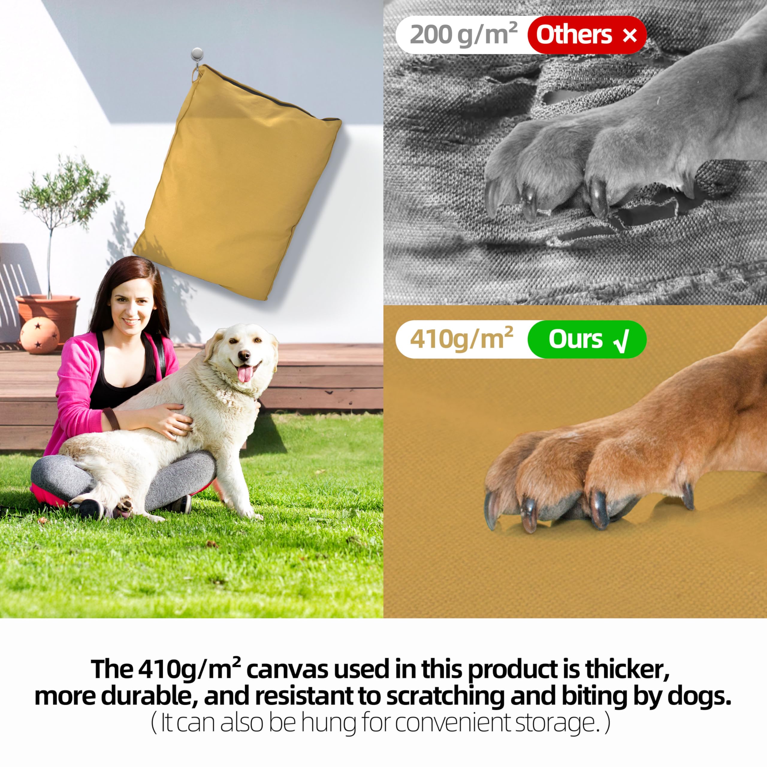 Sytopia 36-Inch Canvas Outdoor Dog Bed - Chew-Proof, Waterproof & Washable With Removable Cover, Ideal For Medium & Large Dogs -