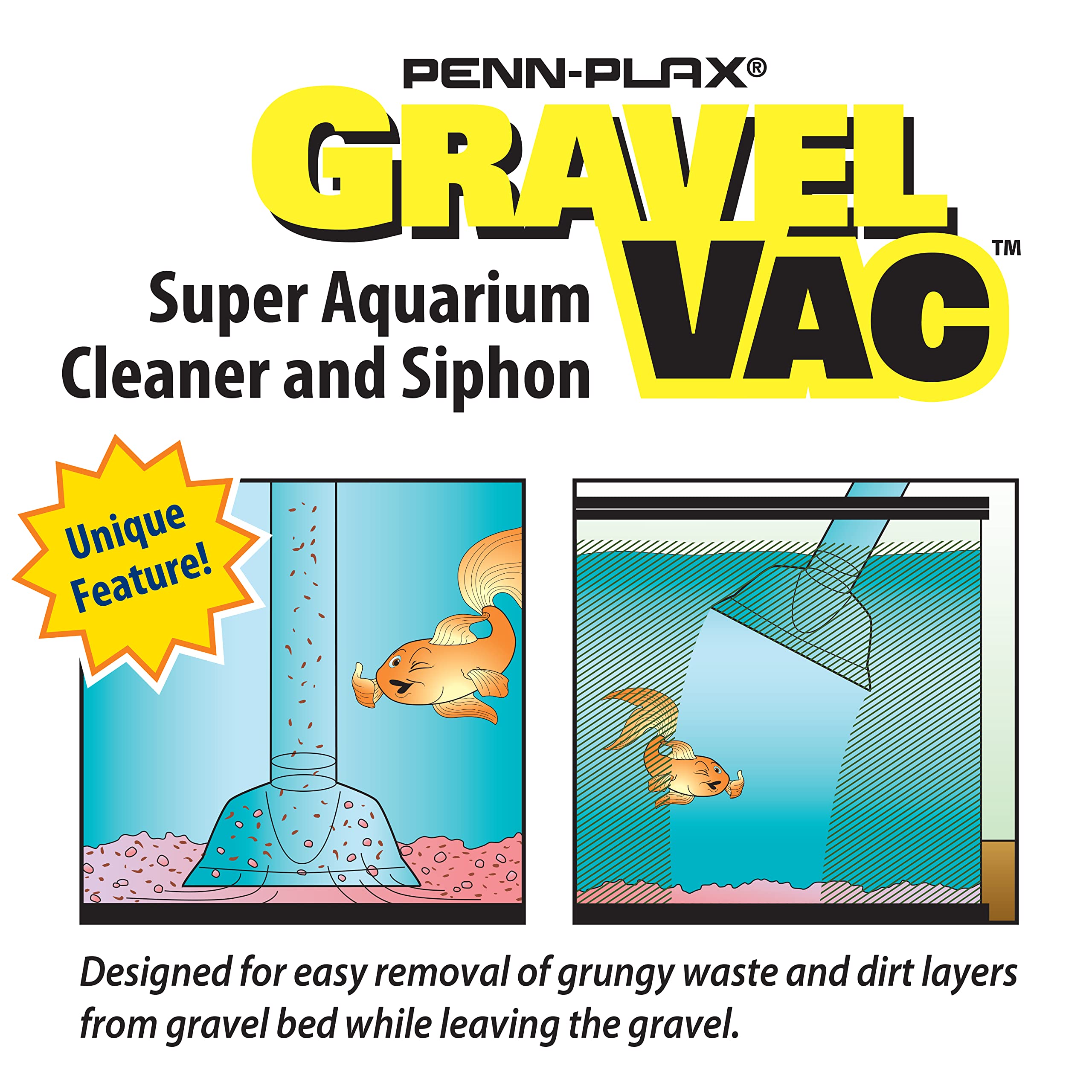Penn-Plax Gravel Vacuum For Aquariums | Make Cleaning And Tank Maintenance Quicker And Easier (Gv24) 24'
