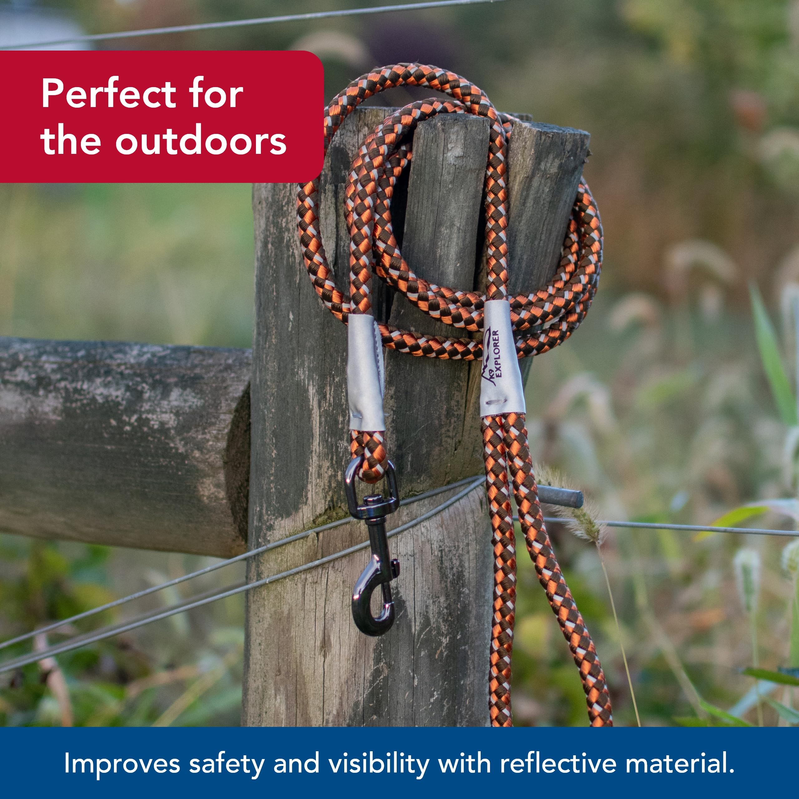 Coastal Pet K9 Explorer Reflective Braided Rope Snap Dog Leash - Heavy-Duty Leash - Comfortable & Secure Grip - Reflective Cord