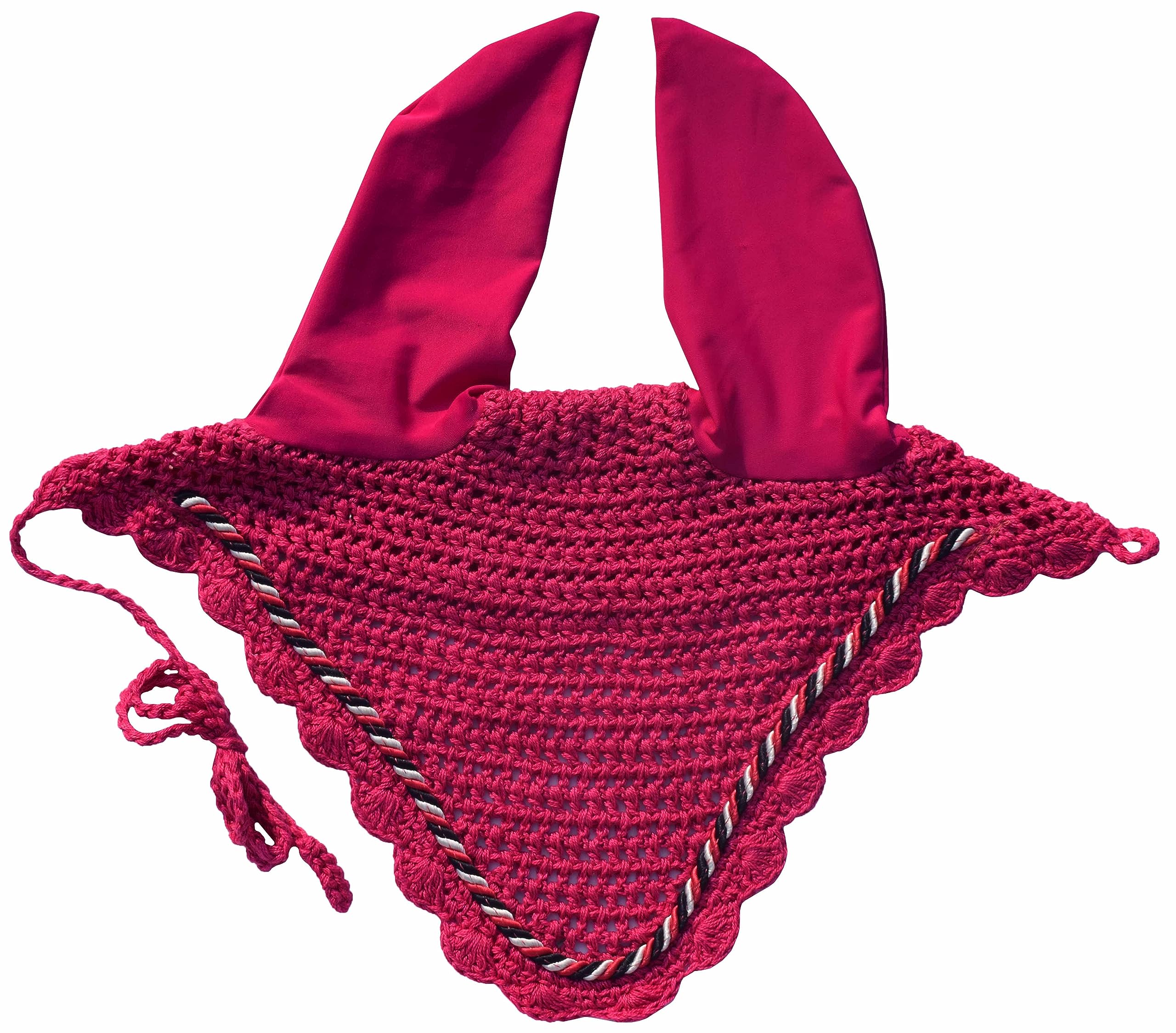 Horse Ear Bonnet Ear Net Hat Fly Bonnet Hood Mask Fly Veil Full Hand Made Cotton (HOT Pink, Horse/Full)