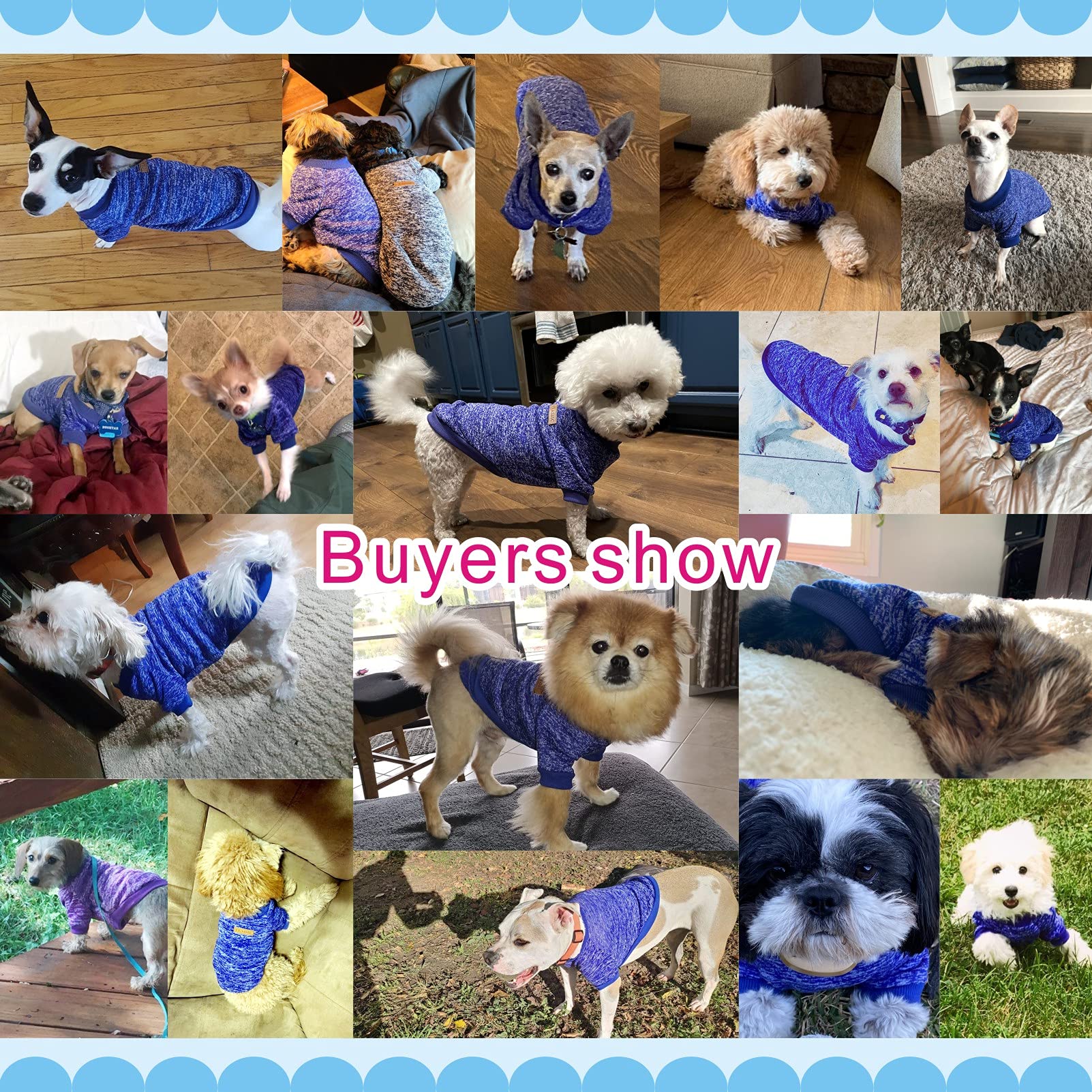Jecikelon Pet Dog Clothes Dog Sweater Soft Thickening Warm Pup Dogs Shirt Winter Puppy Sweater For Dogs (Dark Blue, L)