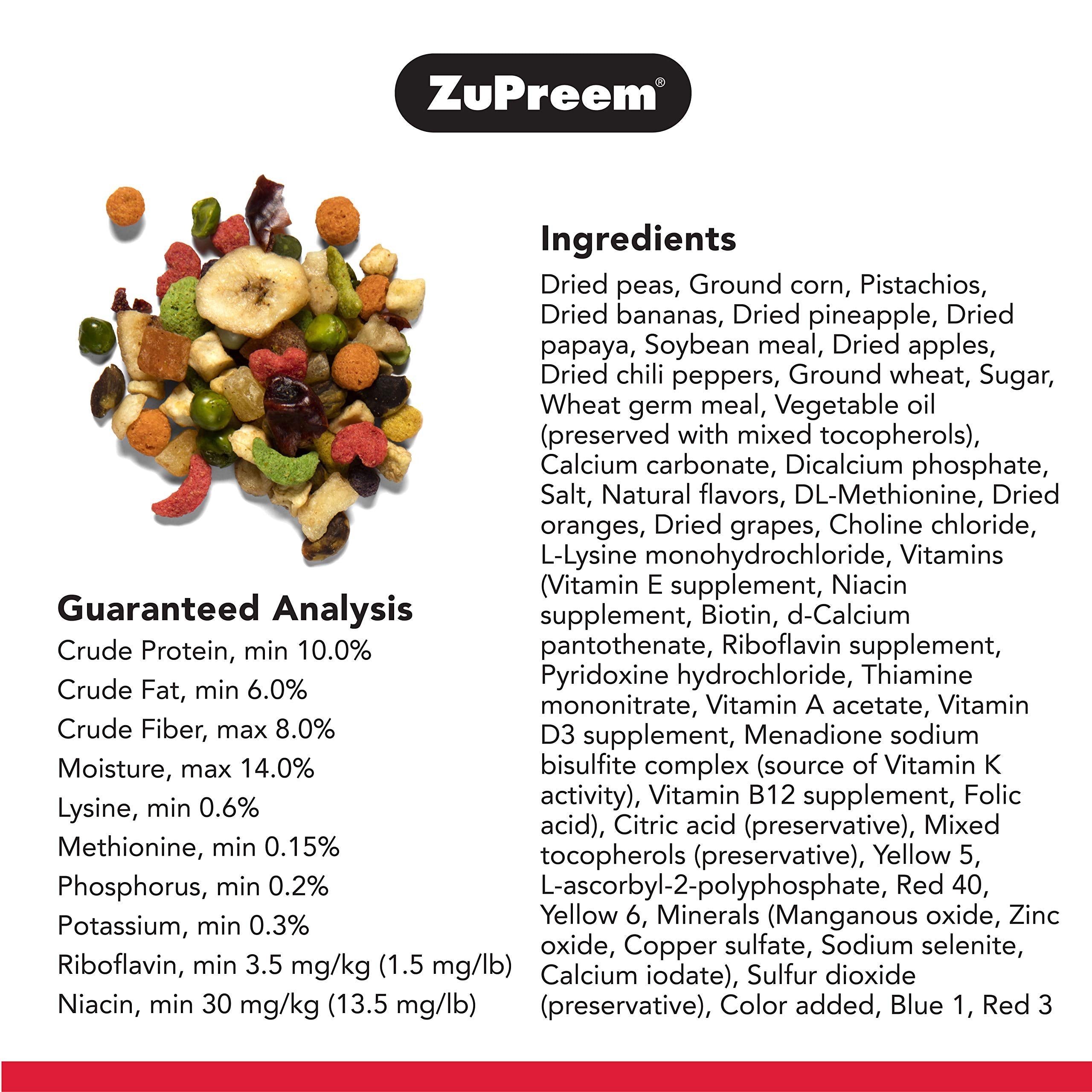 ZuPreem Pure Fun Bird Food for Parrots & Conures, 2 lb (Pack of 2) - Blend of Fruit, FruitBlend Pellets, Vegetables, Nuts for Ca
