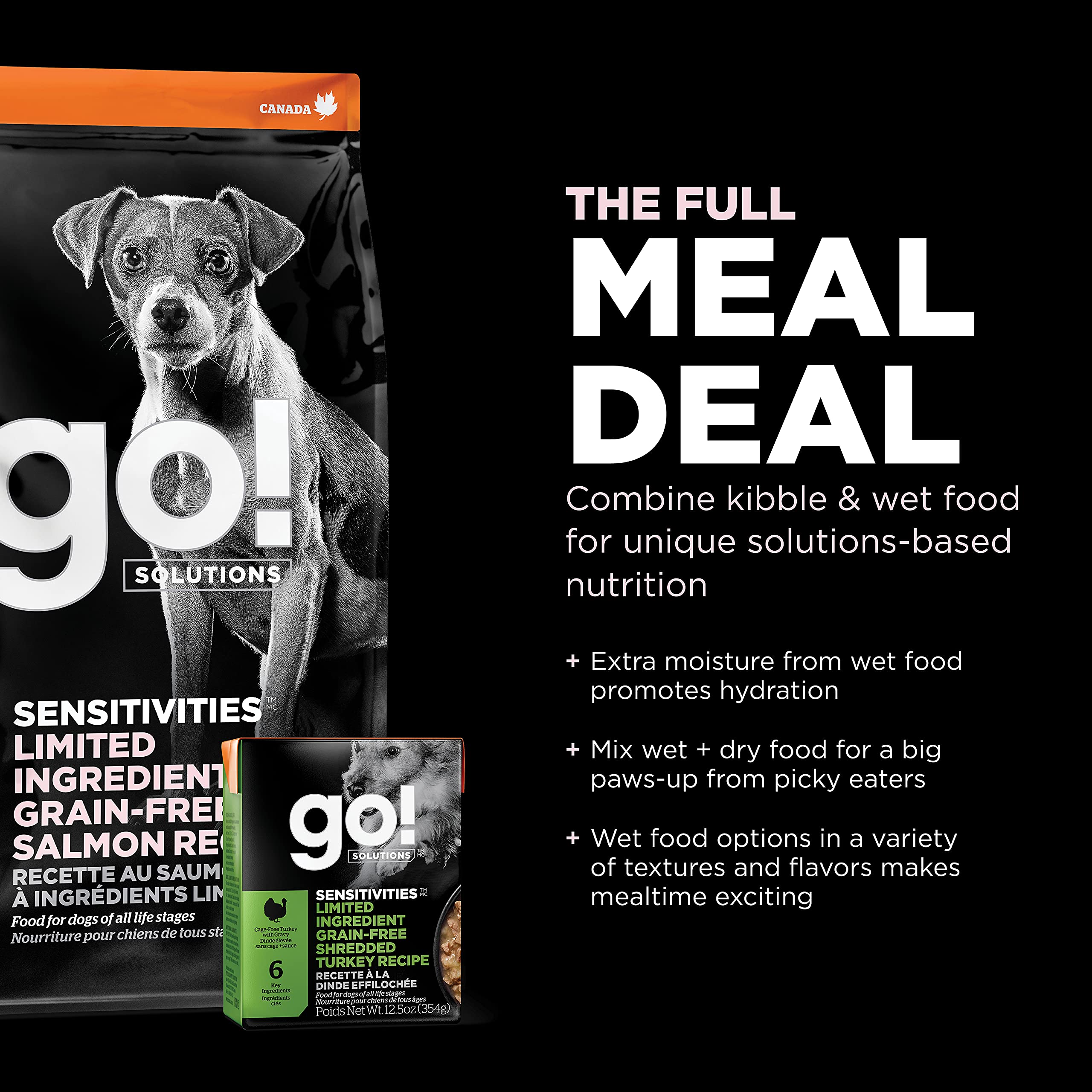 Go! Solutions Sensitivities Limited Ingredient Small Bites Salmon Dry Dog Food, 6 lb Bag - Grain-Free, Chicken-Free for Sensitive Stomachs