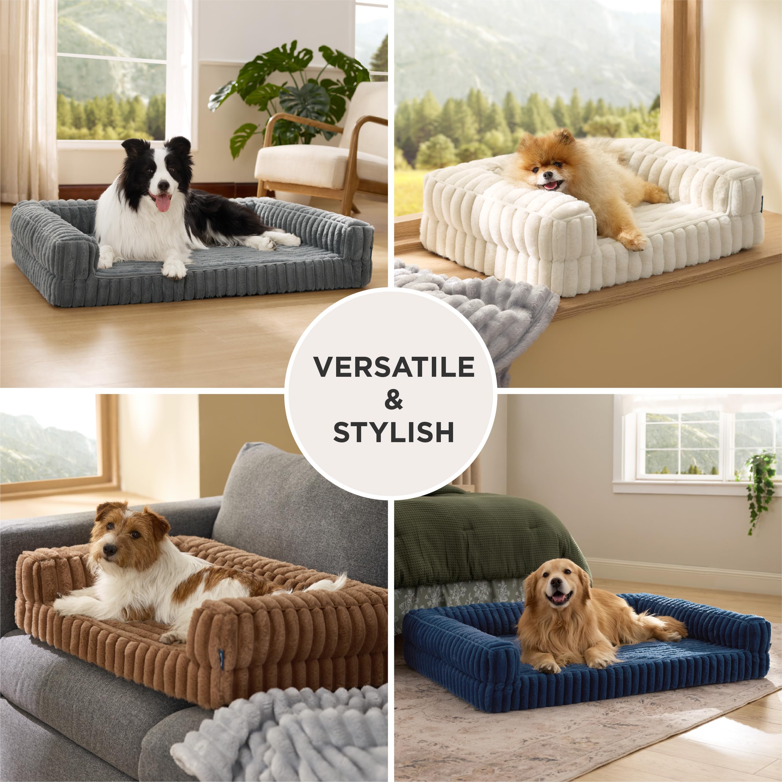 Bedsure Orthopedic Dog Bed for Medium Dogs, Waterproof Memory Foam Medium Pet Beds with Sides, Non-Slip Bottom and Egg-Crate Foa