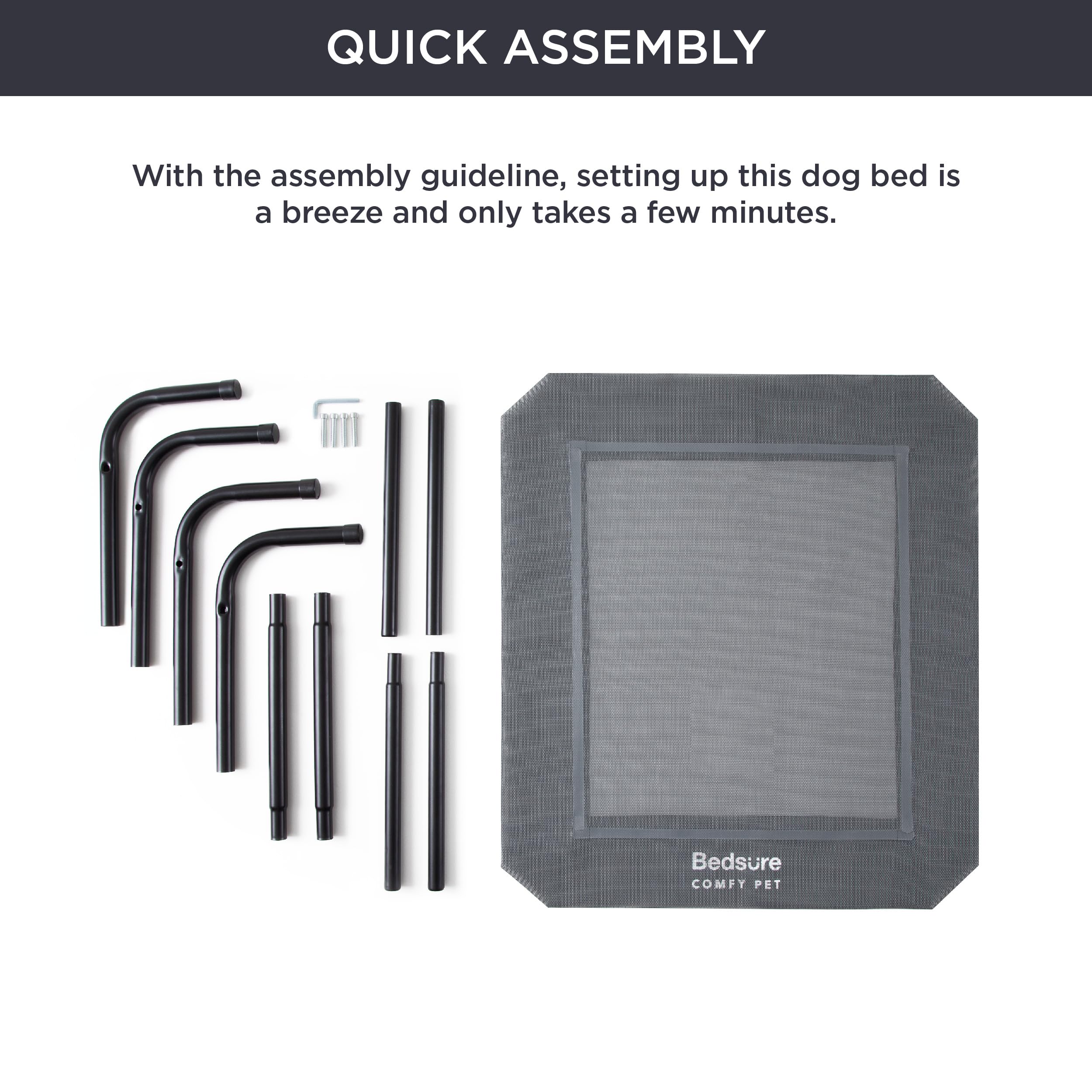 Bedsure Xl Elevated Cooling Dog Bed Cot, Raised Pet Beds With No-Slip Feet, Stable Frame & Durable Supportive Teslin Recyclable Mesh, Breathable, Indoor And Outdoor, Multi Size Breathable Mesh