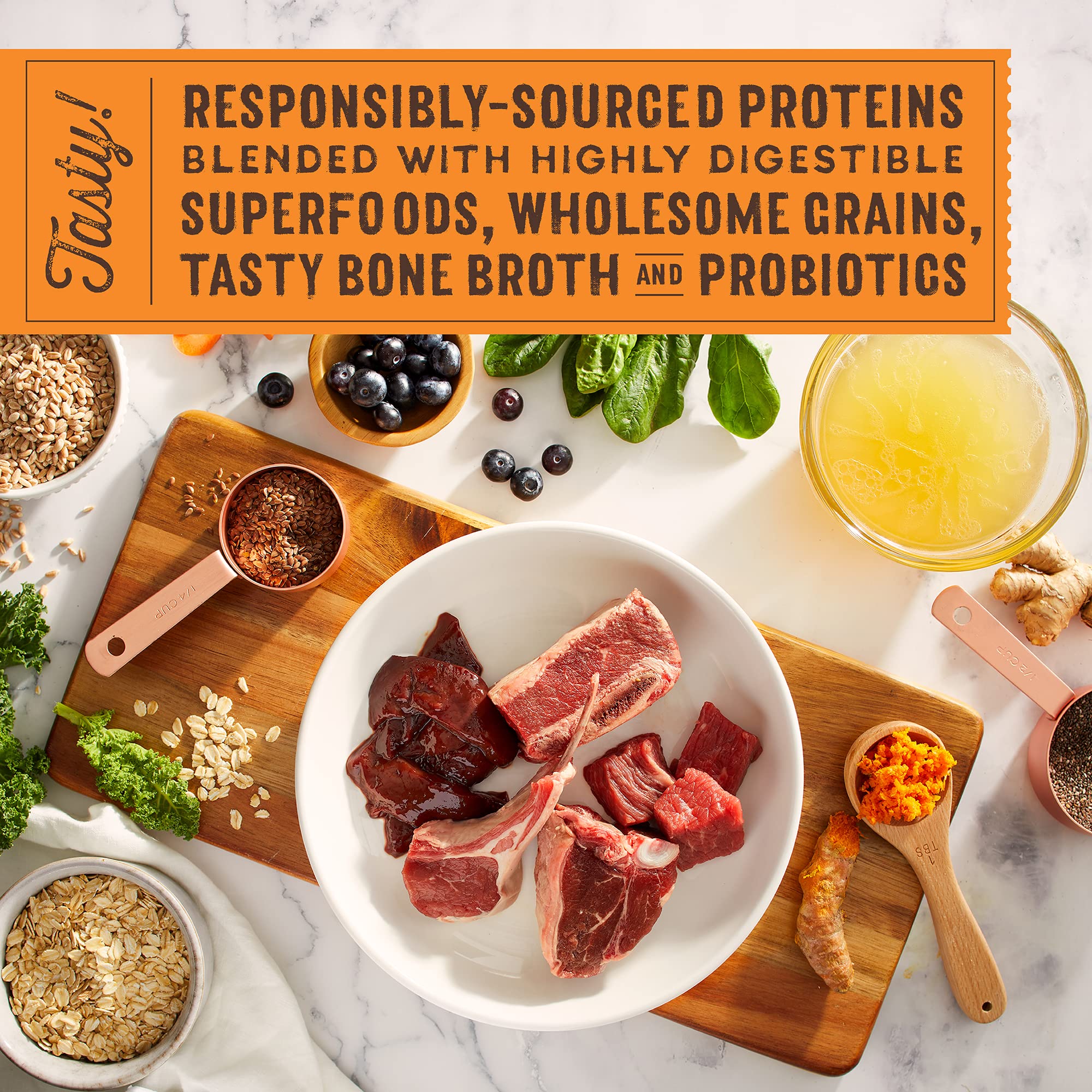 Stella & Chewys SuperBlends Raw Blend Wholesome Grains Grass-Fed Beef, Beef Liver & Lamb Recipe with Superfoods, 3.25 lb. Bag