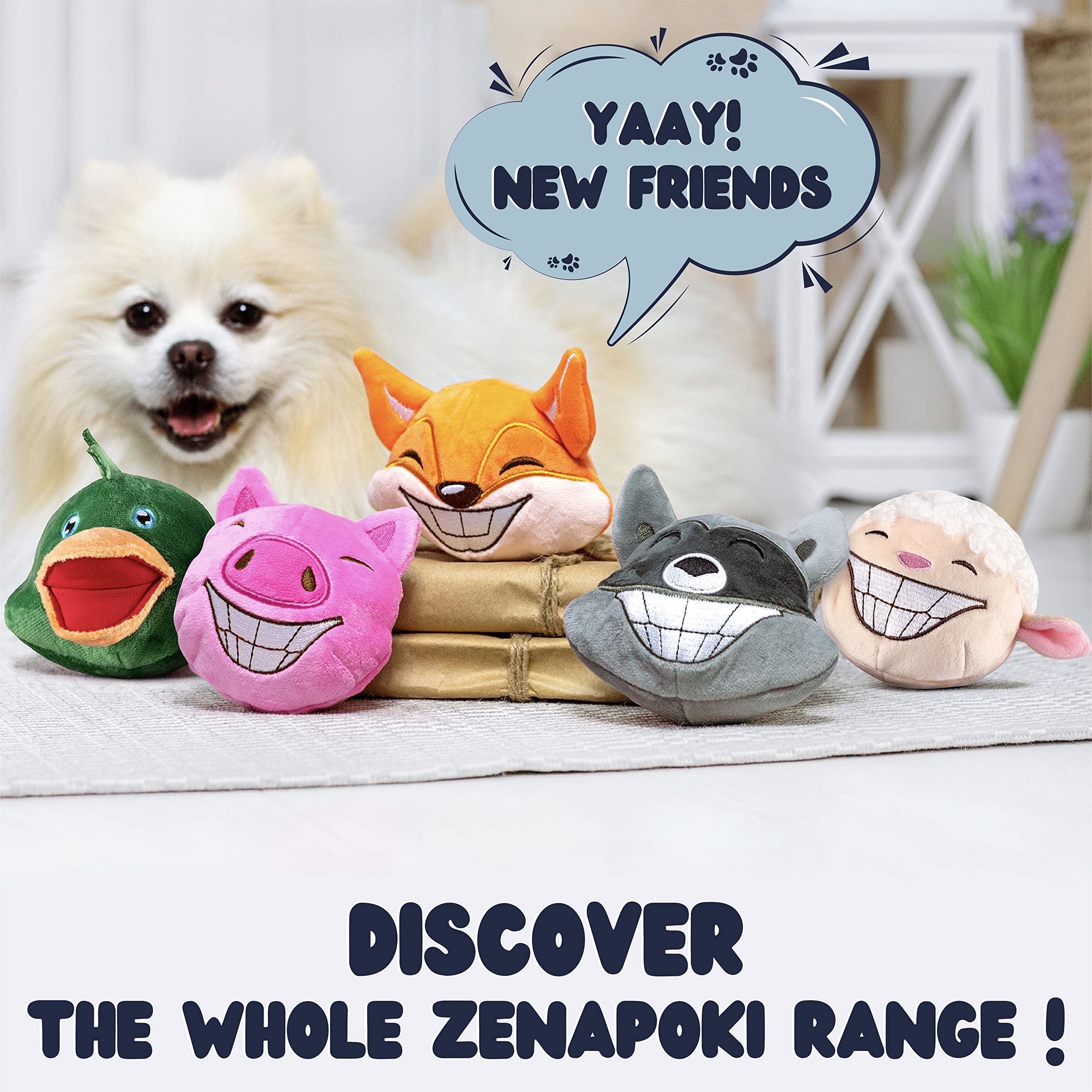 Zenapoki Dog Toys For Aggressive Chewers (3In1) - Squeaky Dog Toys Interactive - Dog Toys For Medium Dogs, Large & Small Breeds