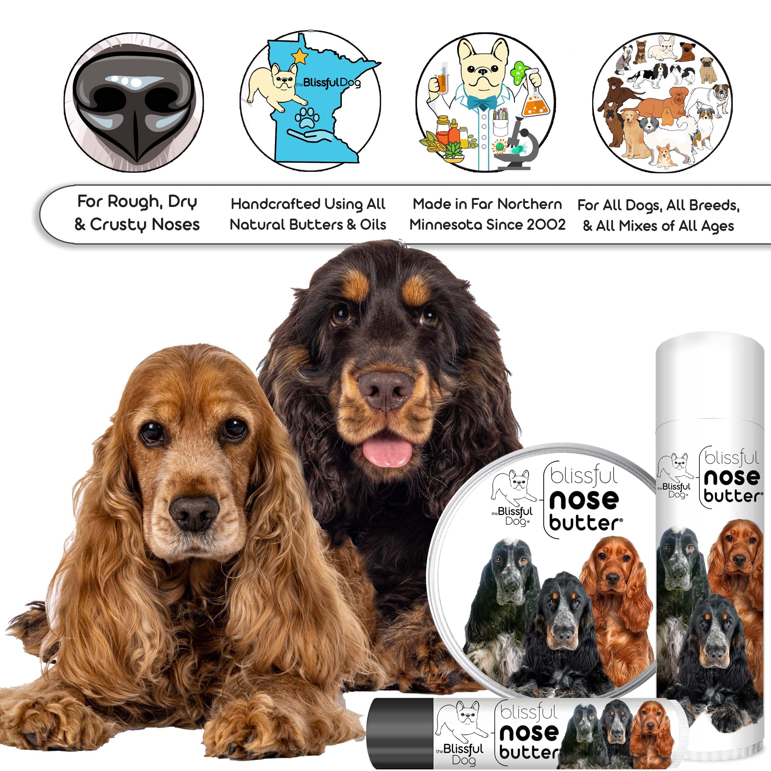 The Blissful Dog English Cocker Spaniel Unscented Nose Butter - Dog Nose Butter, 1-Ounce
