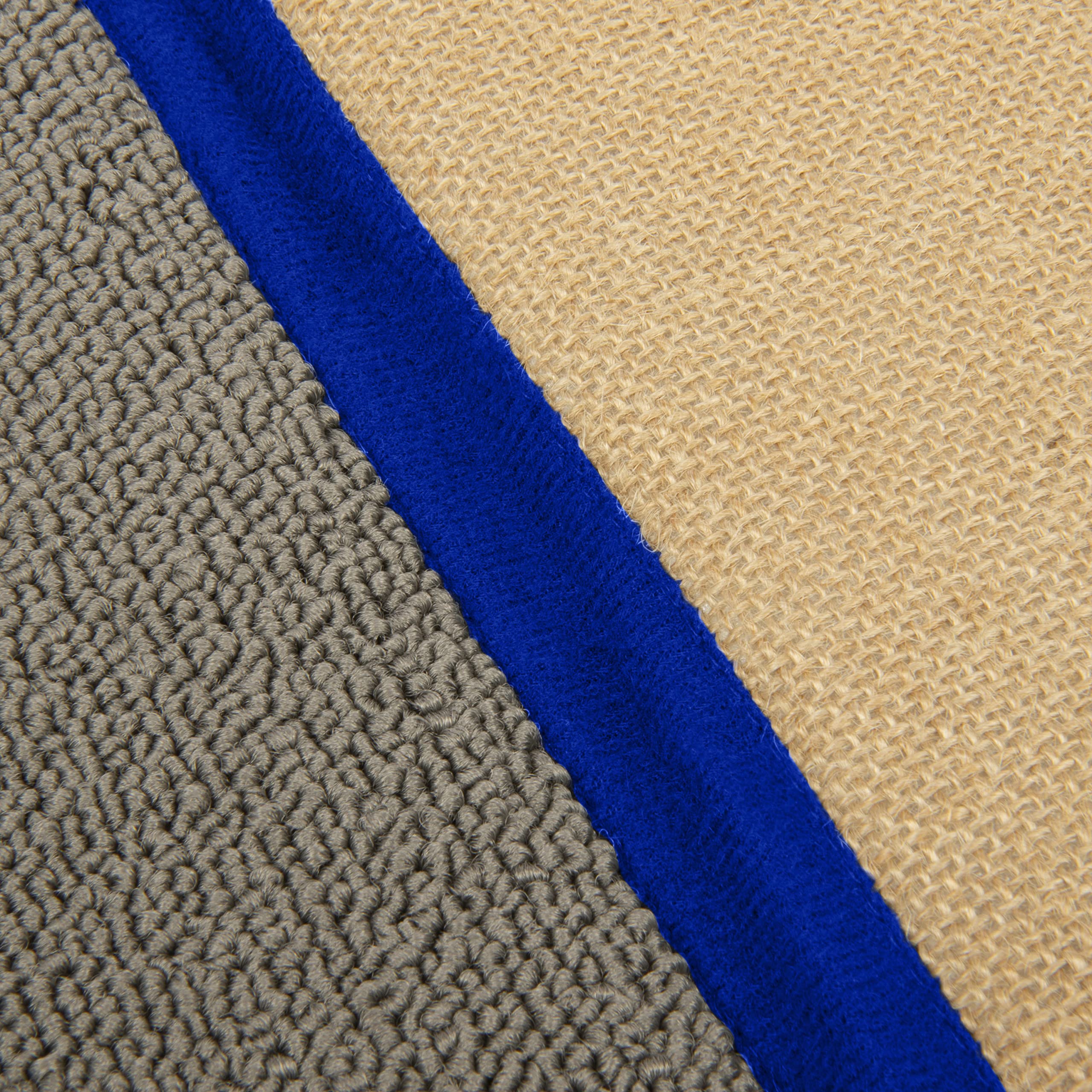 SmartyKat Carpet & Burlap Cat Scratch Mat - One Size, Brown/Gray with Blue Trim, Model 9412, Sisal Material