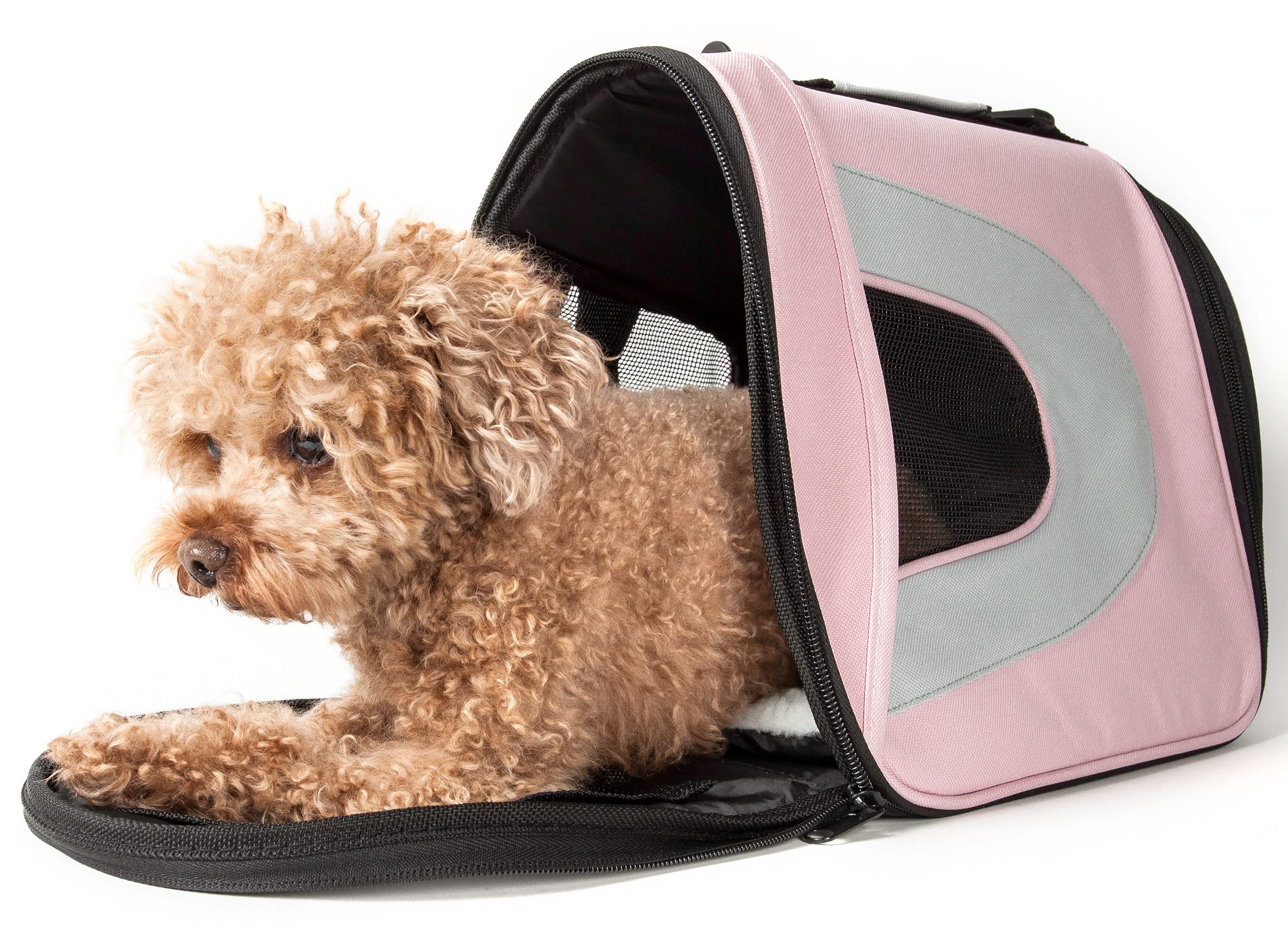 Pet Life Airline Approved Collapsible Zippered Folding Sporty Mesh Travel Fashion Pet Dog Carrier Crate