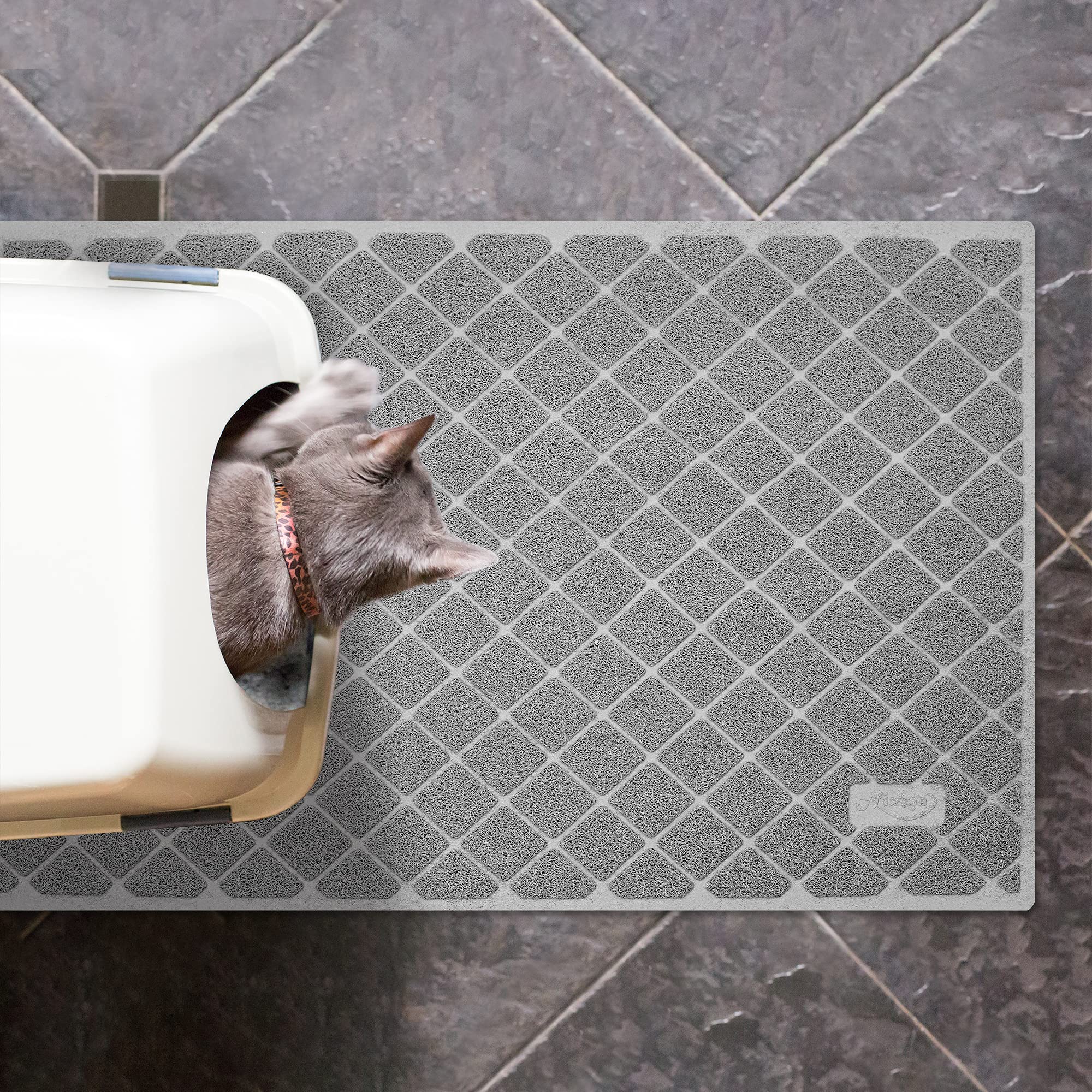 Niubya Premium Cat Litter Mat, Litter Box Mat with Non-slip and Waterproof Backing, Litter Trapping Mat Soft on Kitty Paws and E