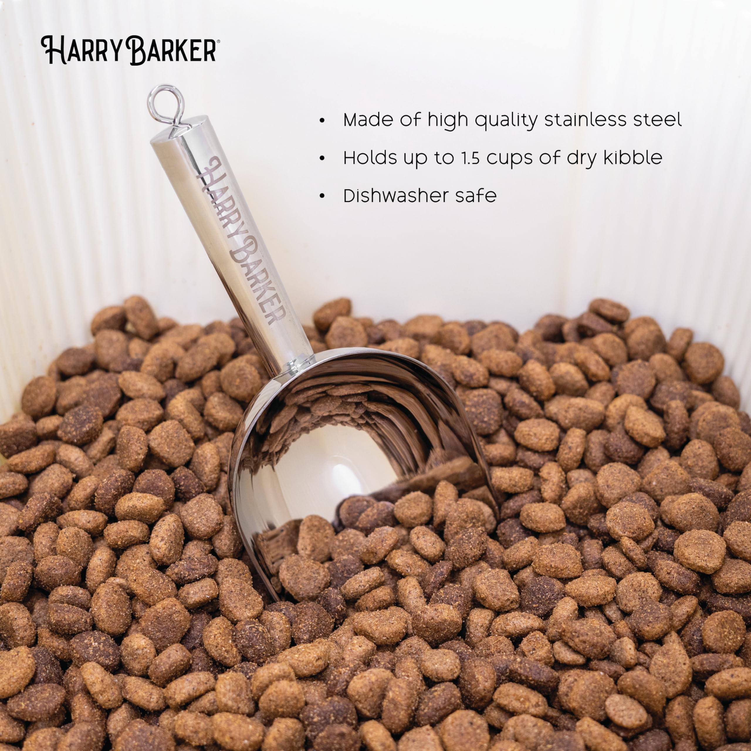 Harry Barker Stainless Steel Dog Food Scoop - Silver - Model 80063253 - Durable and Stylish Pet Feeding Accessory