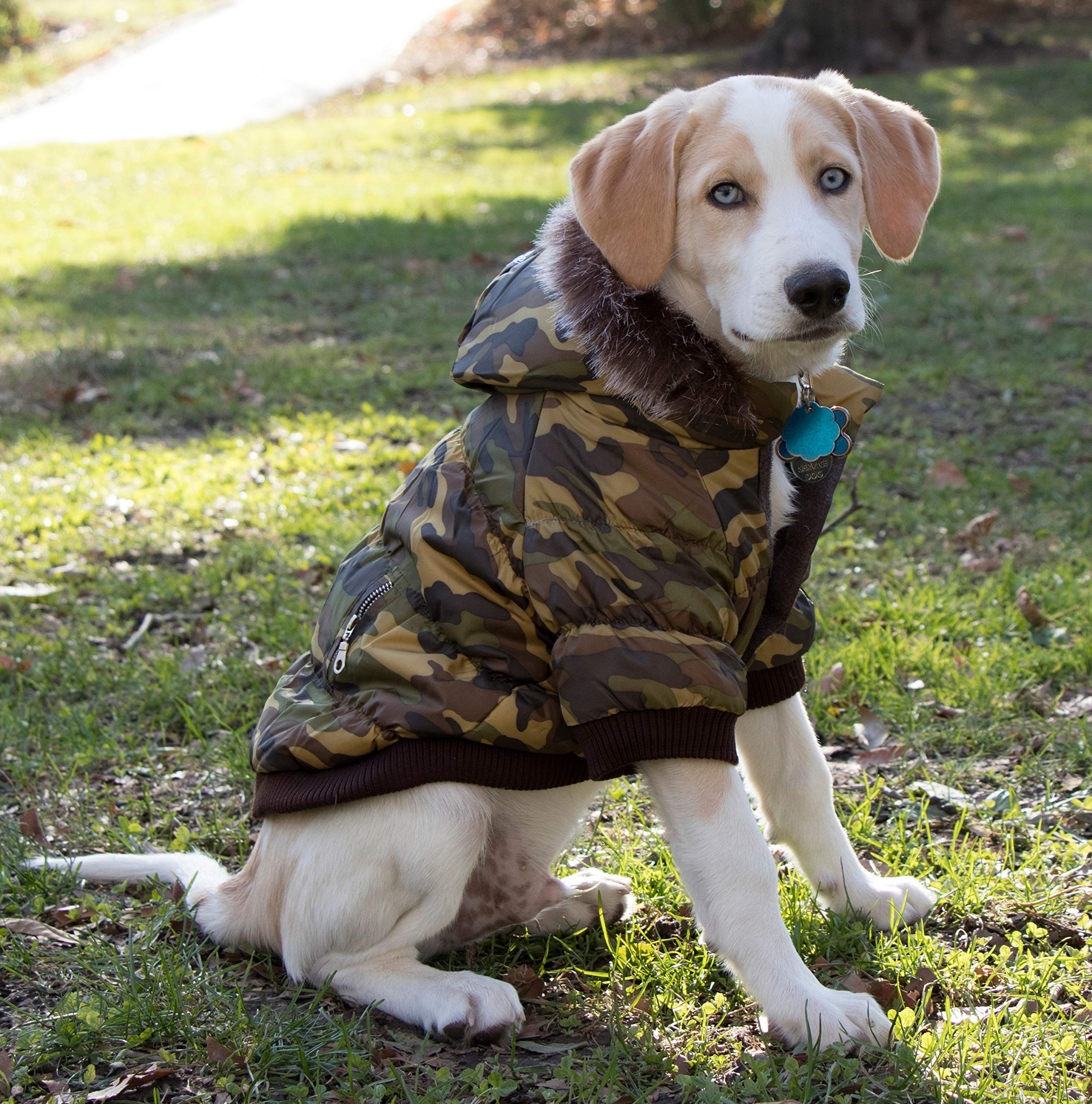 Pet Life Fashion Parka With Removable Hood - Camo Metallic - X-Small