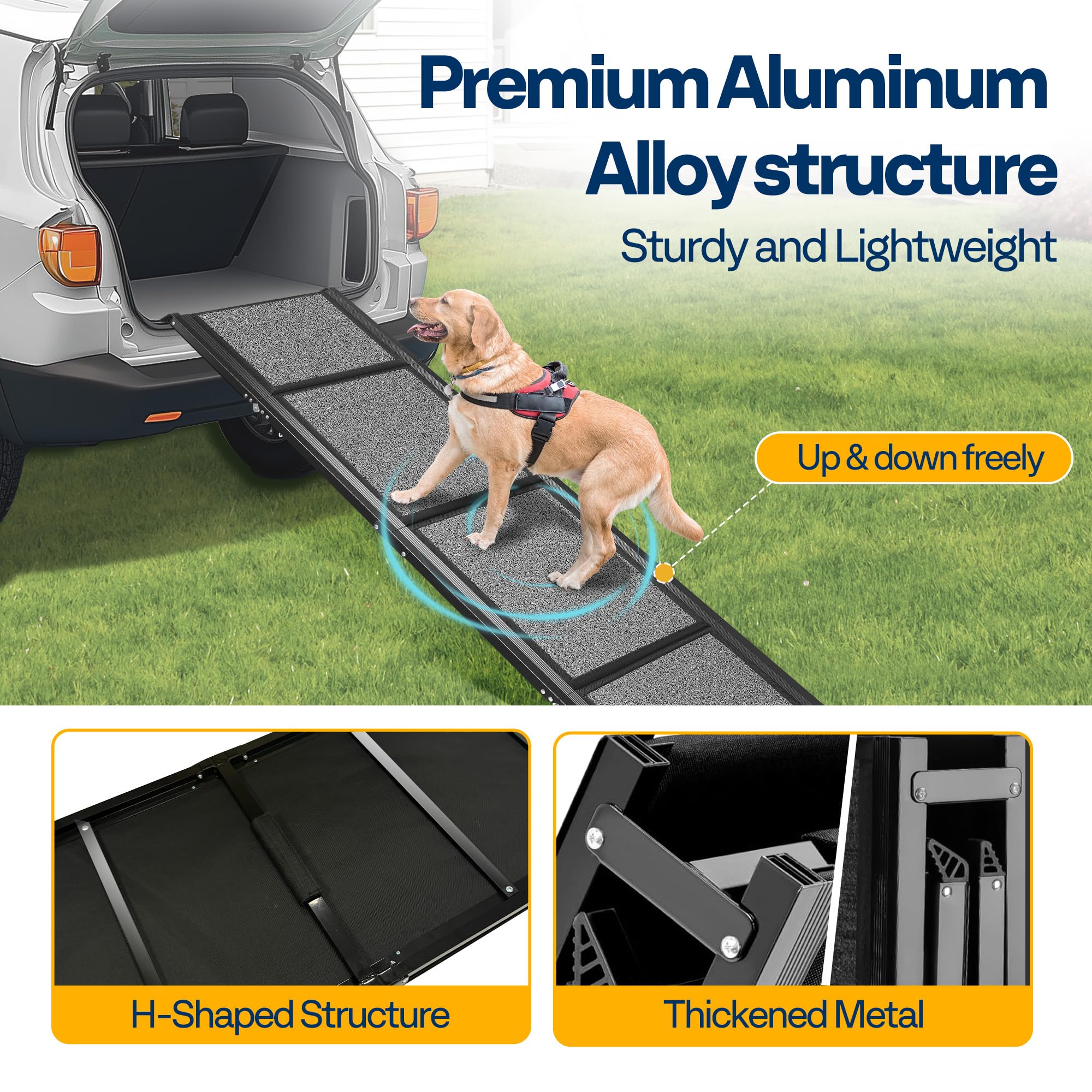 VIVOHOME Dog Ramp for Car, 67 x 20 Wider Pet Stair Ramp for Dogs with Anti-Slip Texture Soft Surface for Medium or Large Dogs Ge