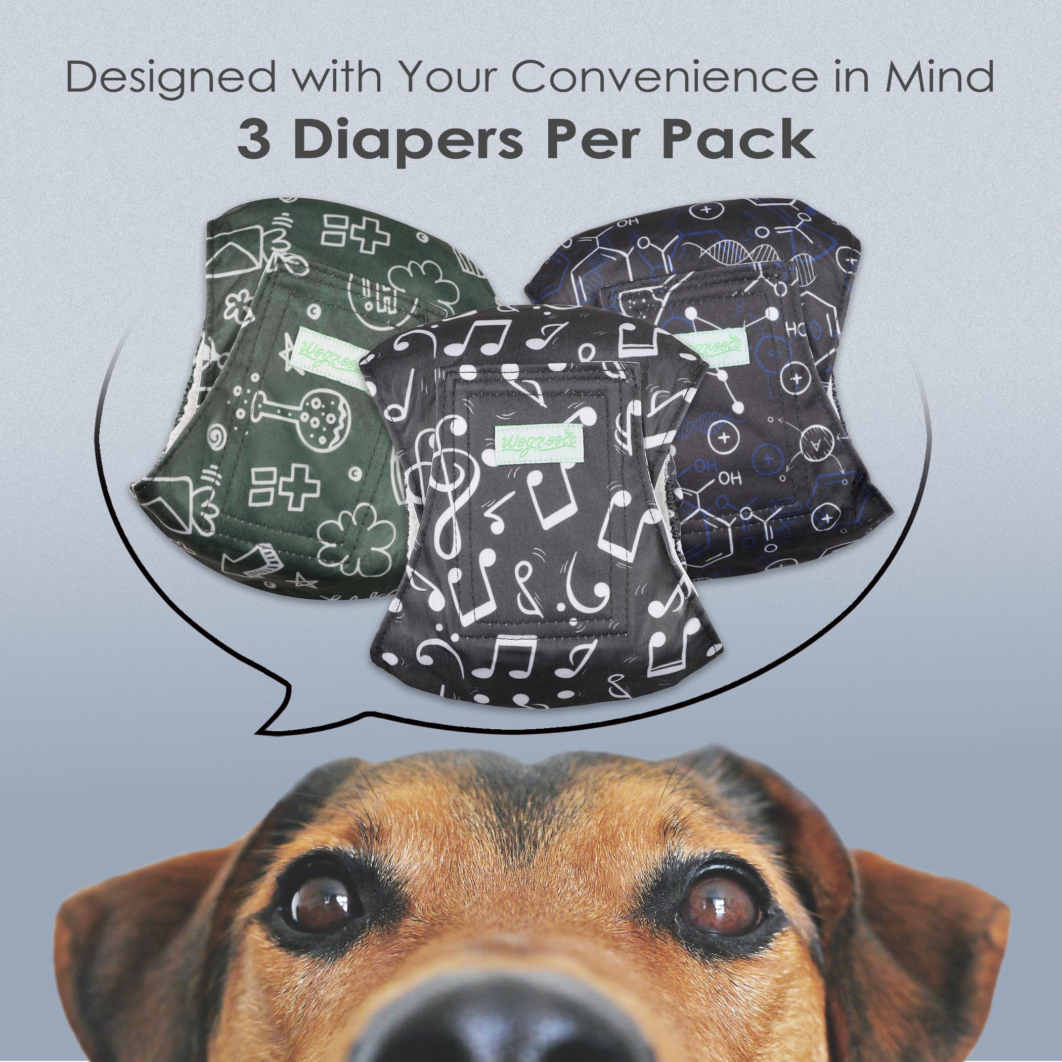 Wegreeco Washable Male Dog Belly Band (Stylish Pattern)- Pack Of 3 - Washable Male Dog Belly Wrap, Dog Diapers Male (Cool Design, X-Small)