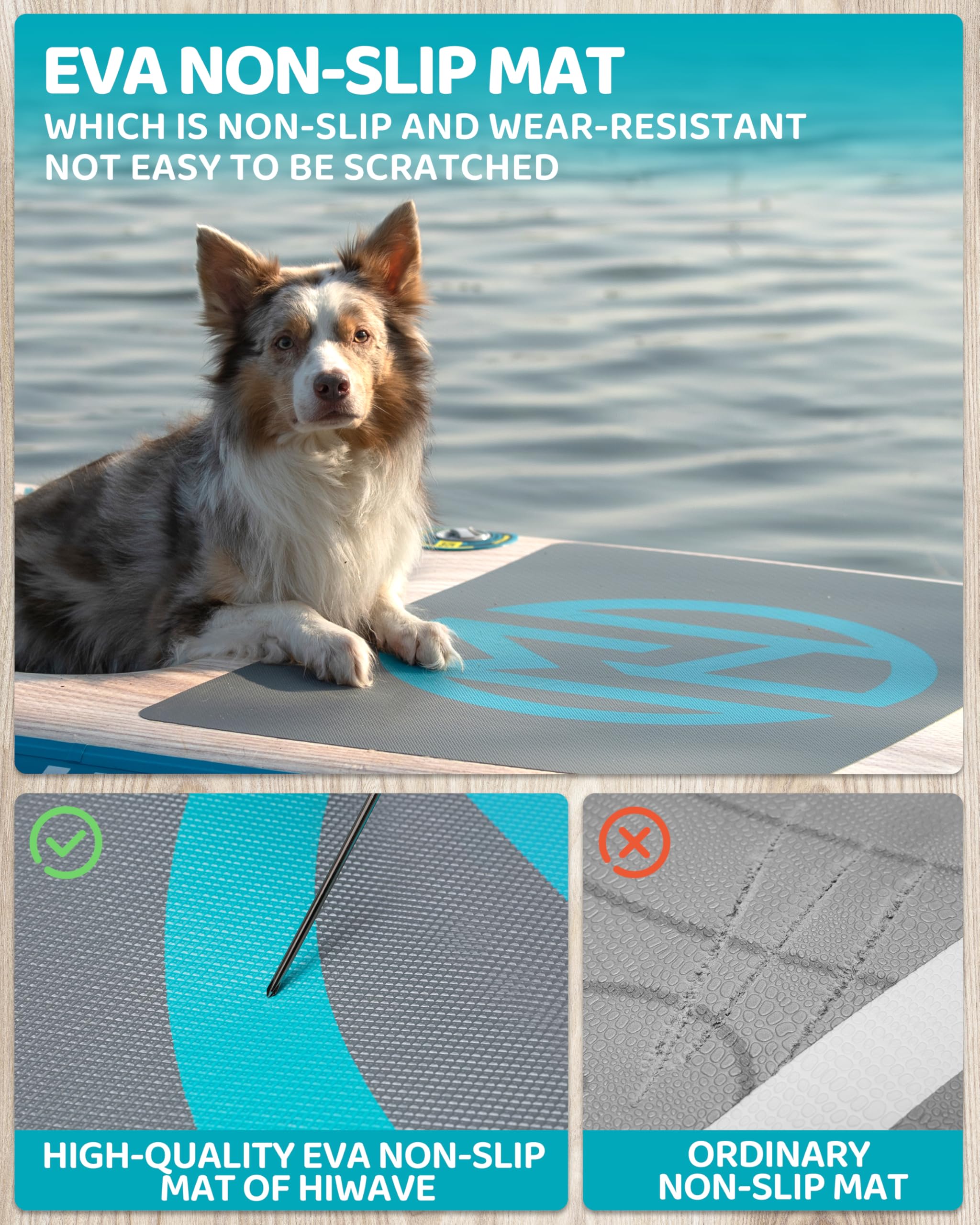 HIWAVE Dog Ramp for Boat, Dog Floats for Pool,Safe Entry and Exit w/High Load Bearing Capacity, Anti Slip and Puncture Resistant