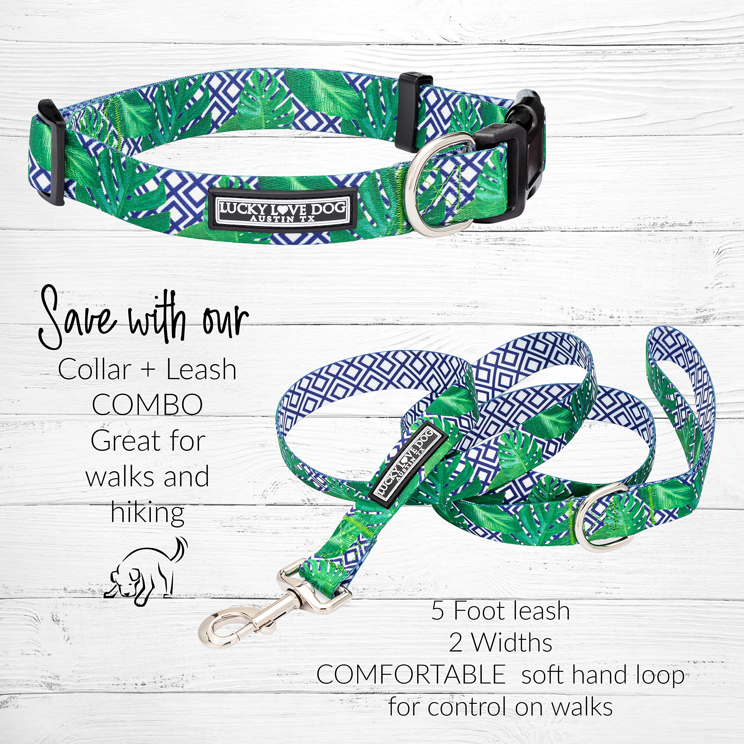 Lucky Love Dog Collar, Beautiful & Vivid Pattern X-Small Boy Dog Collars, Easy On & Off Clasp Accessory (Blue Laguna, Xs)