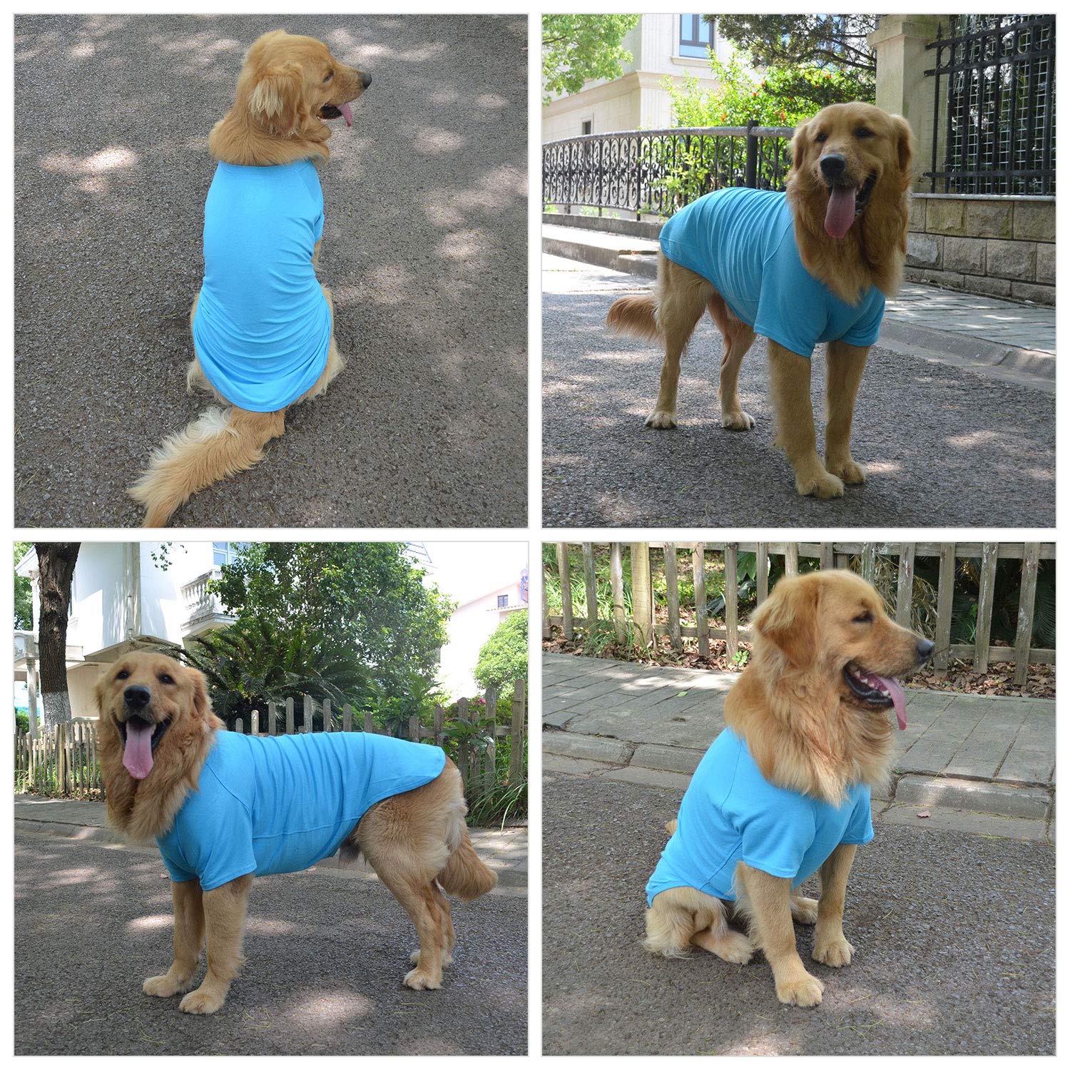 Lovelonglong Pet Clothing Dog Costumes Basic Blank T-Shirt Tee Shirts For Medium Large Dogs Lake-Blue Xxl+