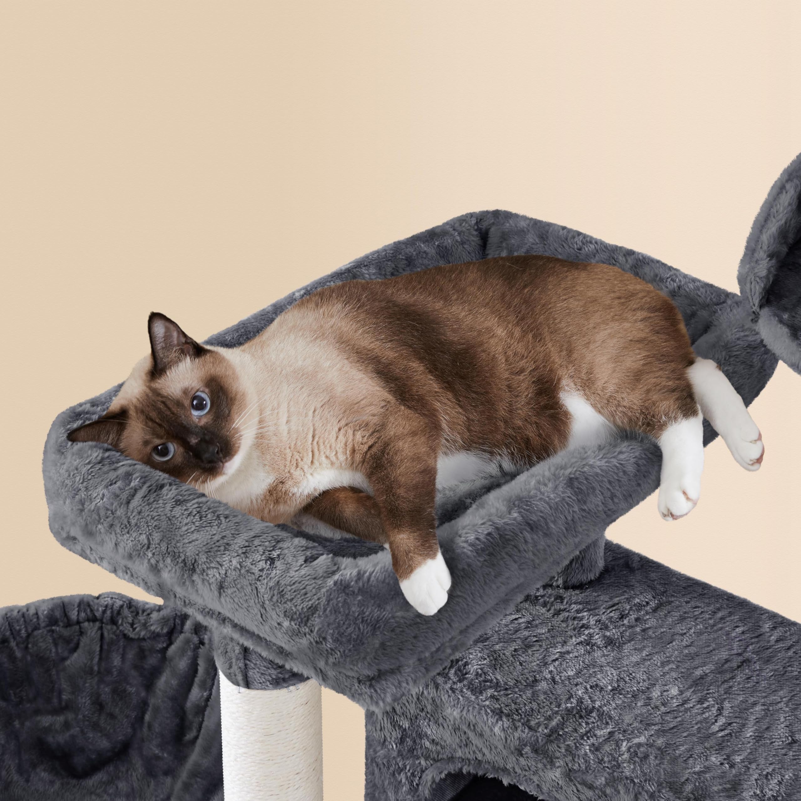 Yaheetech 64.5In Extra Large Multi-Level Cat Tree Kittens Play House Condo With Platform, Perch Hammock & Scratching Posts, Dark