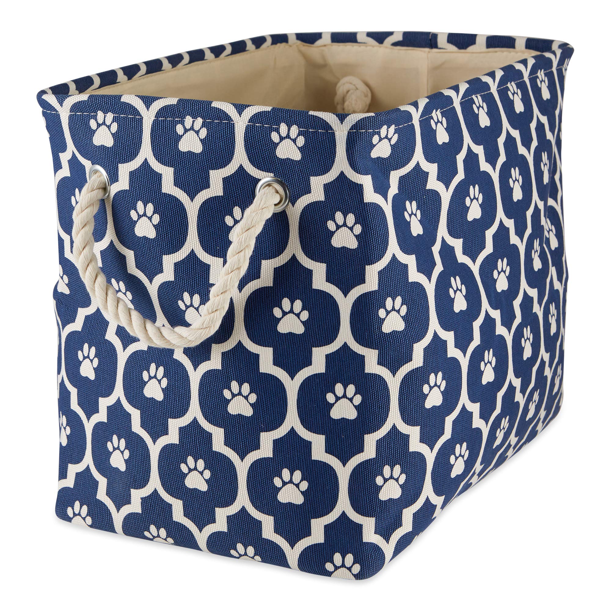 Bone Dry Pet Storage Collection Lattice Paw Print, Large Rectangle, Nautical Blue