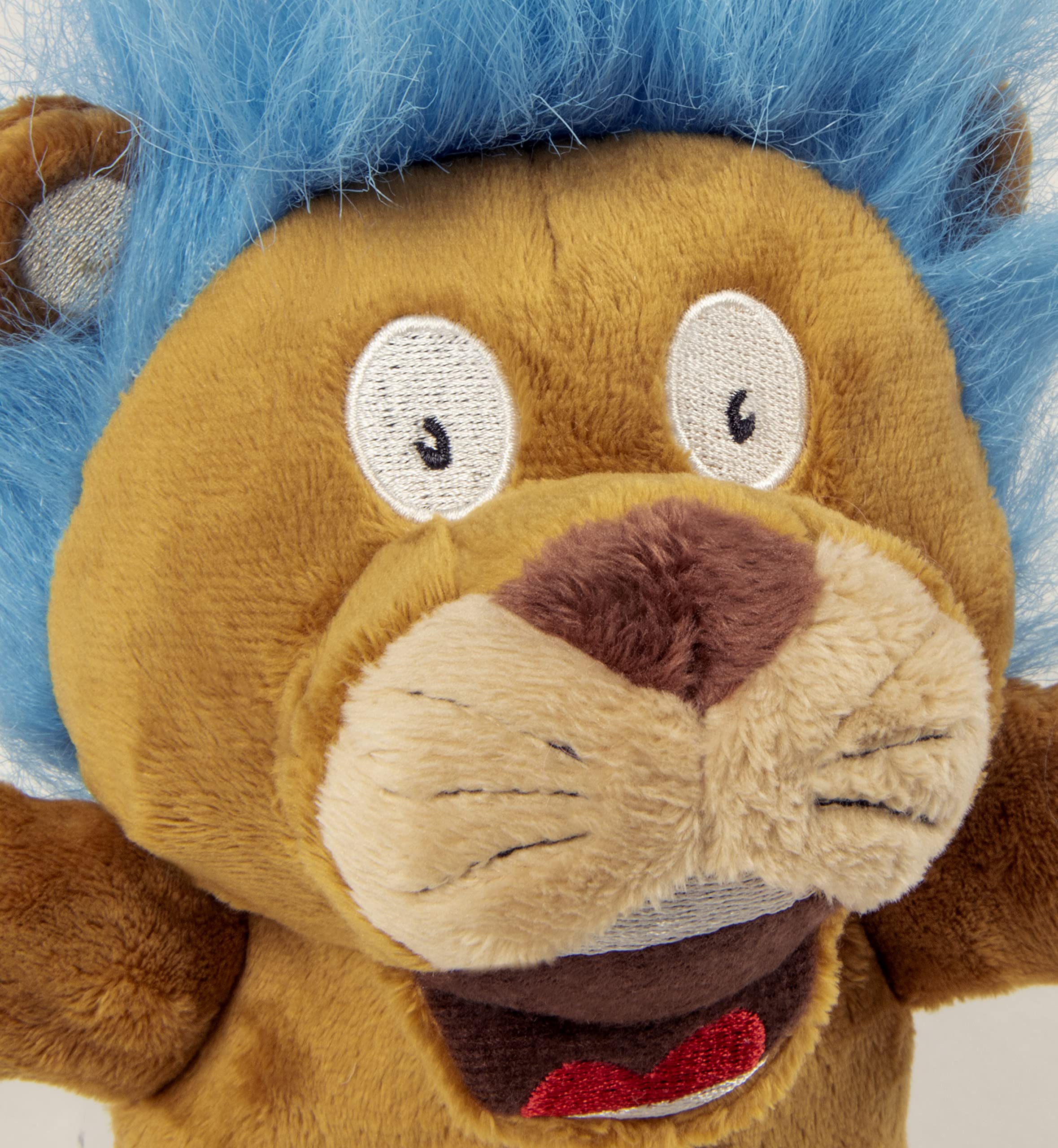 Godog Crazy Hairs Lion Silent Squeak Plush Dog Toy, Chew Guard Technology - Tan, Small