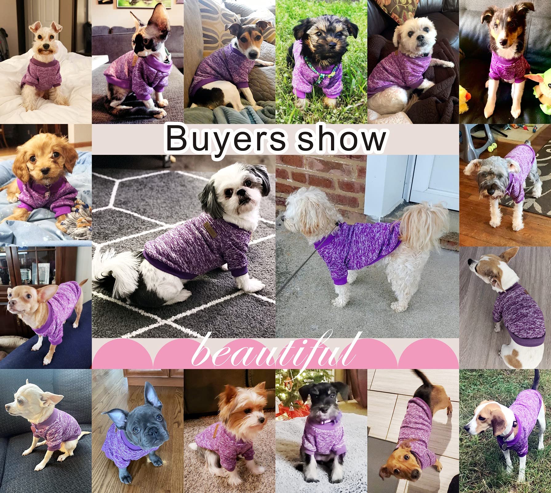 Jecikelon Pet Dog Clothes Dog Sweater Soft Thickening Warm Pup Dogs Shirt Winter Puppy Sweater For Dogs (Purple, Xs)