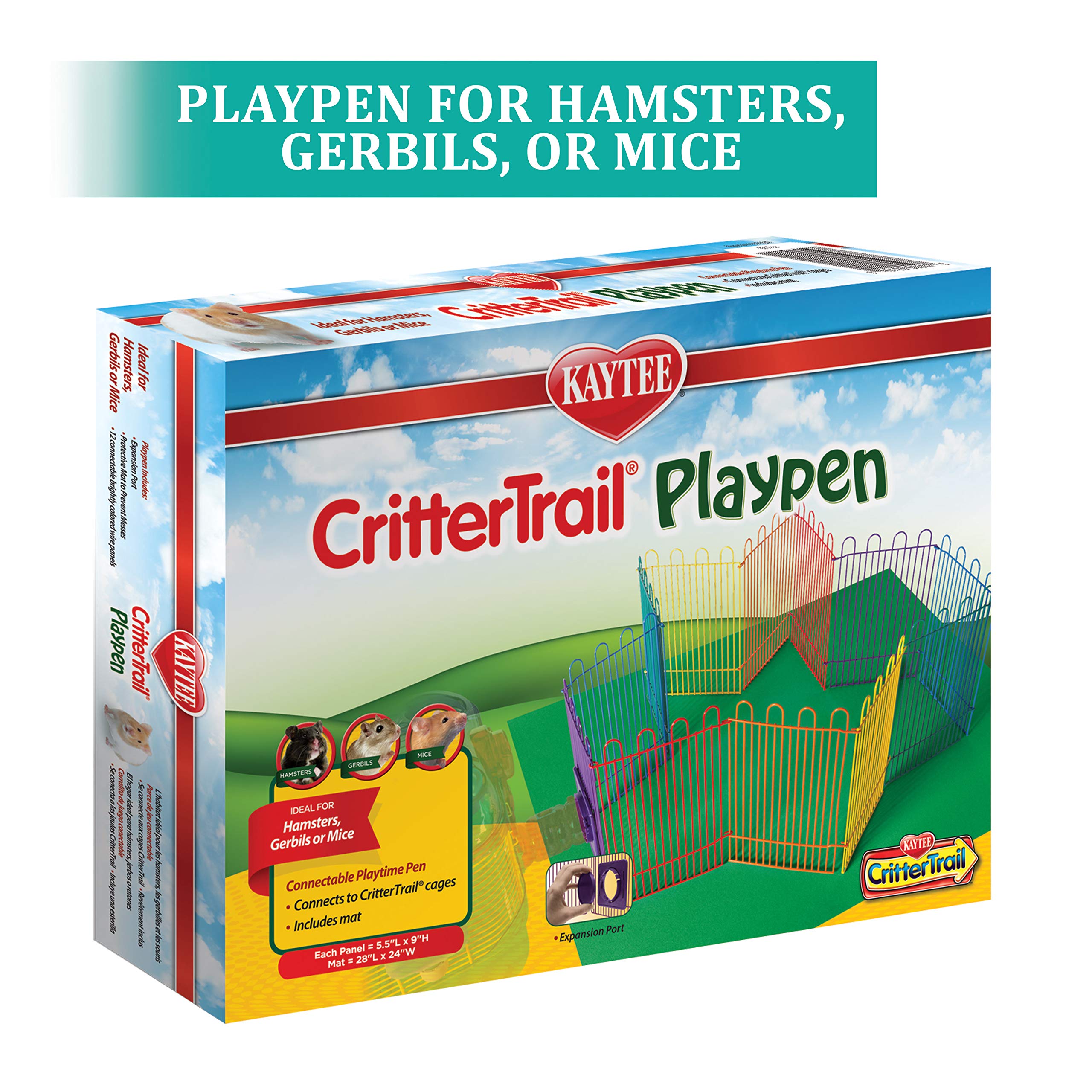 Kaytee CritterTrail Playpen with Mat for Pet Gerbils, Hamsters or Mice Blue Small