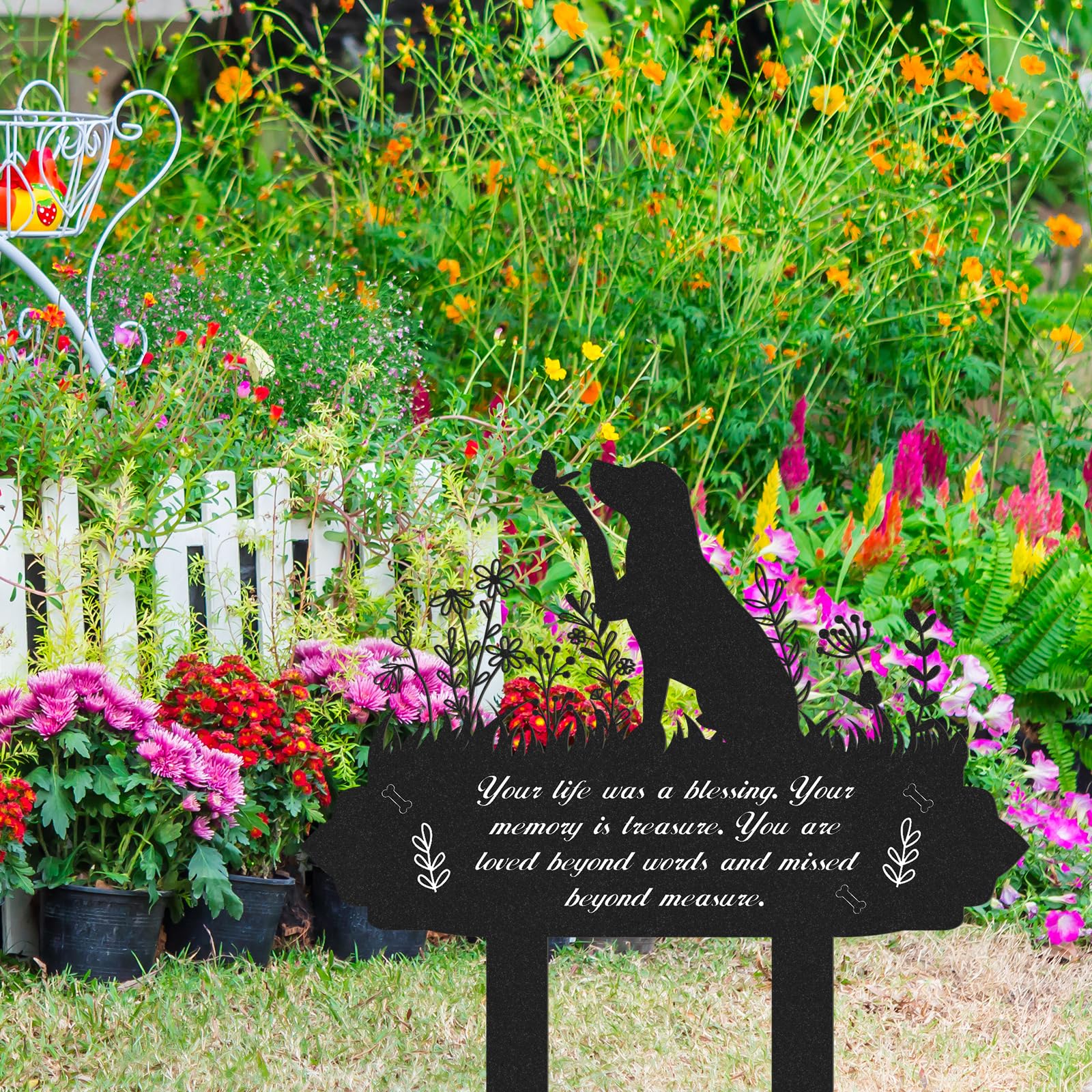 Rngmsi Memorial Pet Grave Markers, Metal Dog Markers Garden Grave Decorations For Cemetery, Waterproof Stakes Plaque Pets Headst