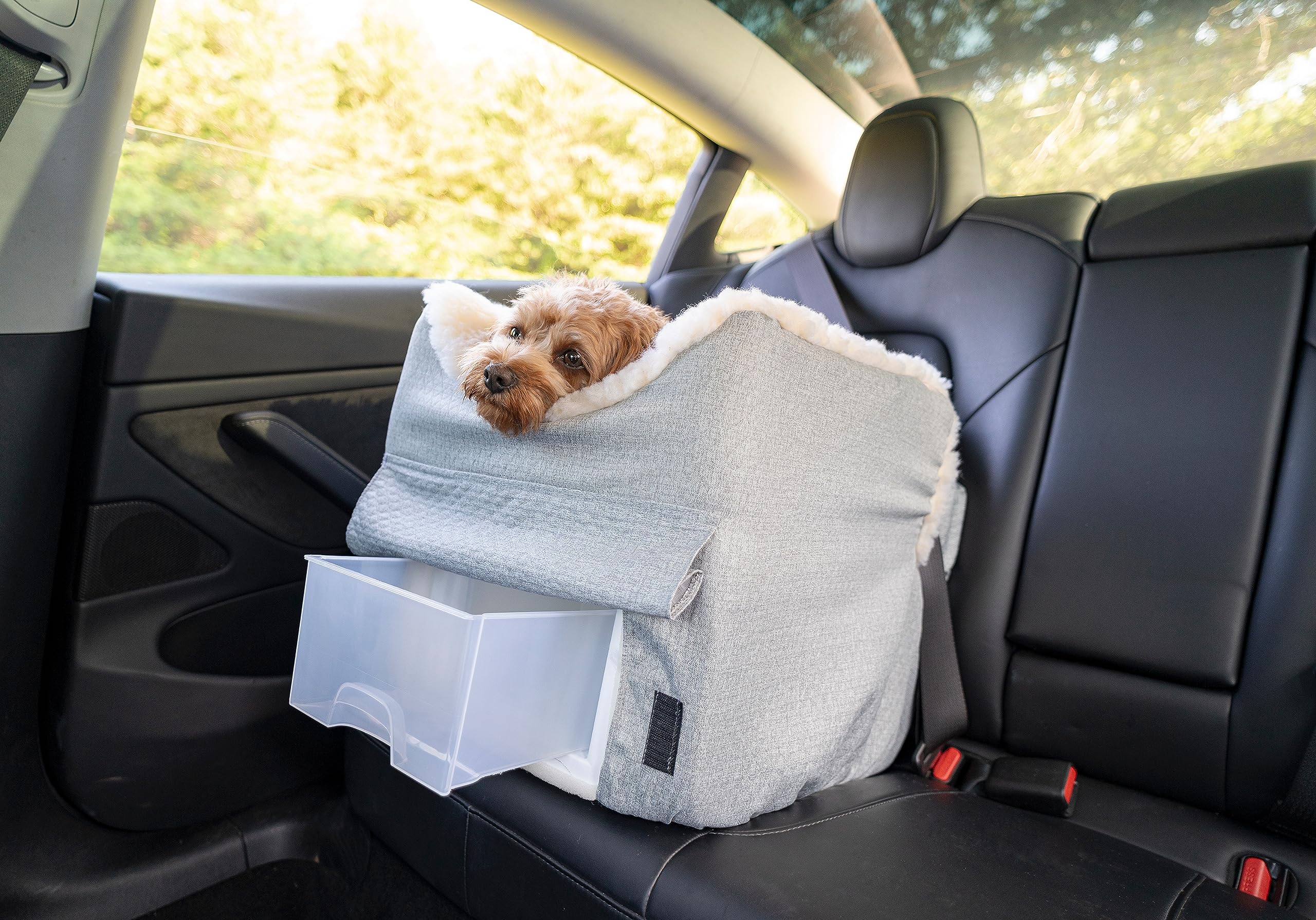 Snoozer Lookout II Dog Car Seat for Small Dogs 0-15 lbs, Stone Diamond Fabric, Removable Washable Cover