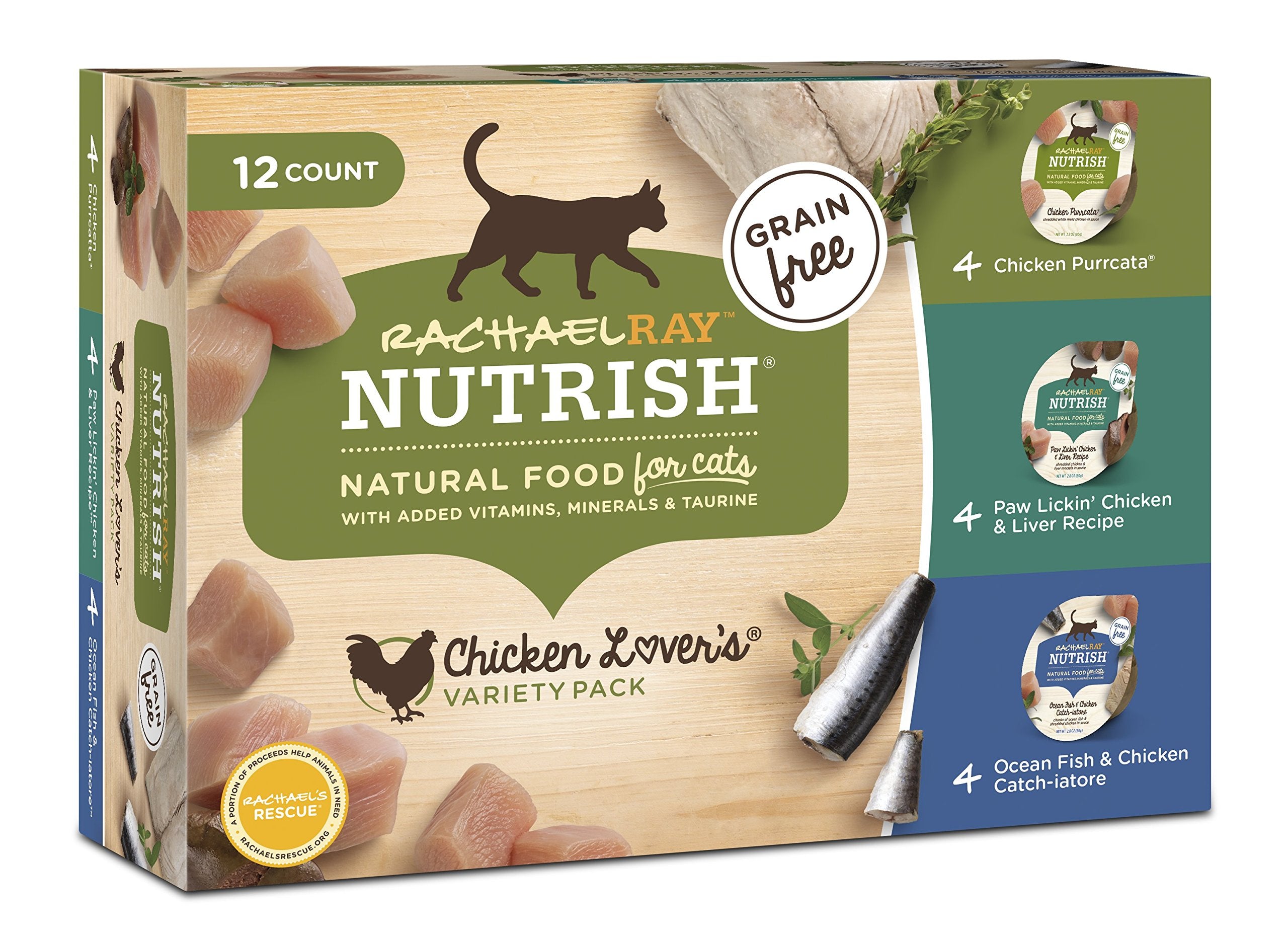 Rachael Ray Nutrish Premium Wet Cat Food, Chicken Lovers Variety Pack, Grain Free, 12 Count (Pack of 1)