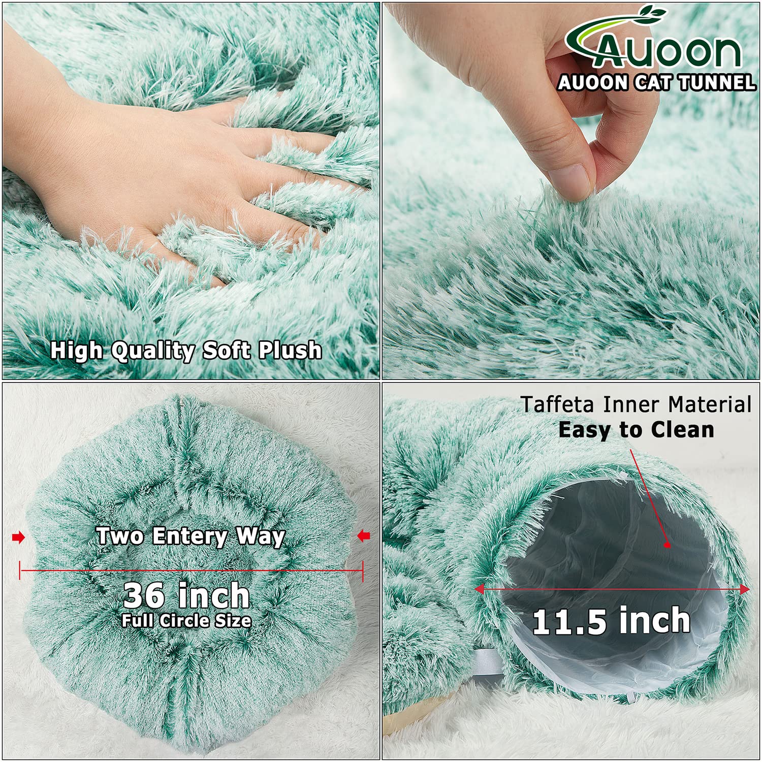 Auoon Cat Tunnel Bed With Central Mat,Big Tube Playground Toys,Soft Plush Material,Full Moon Shape For Kitten,Cat,Puppy,Rabbit,Ferret (Khaki)