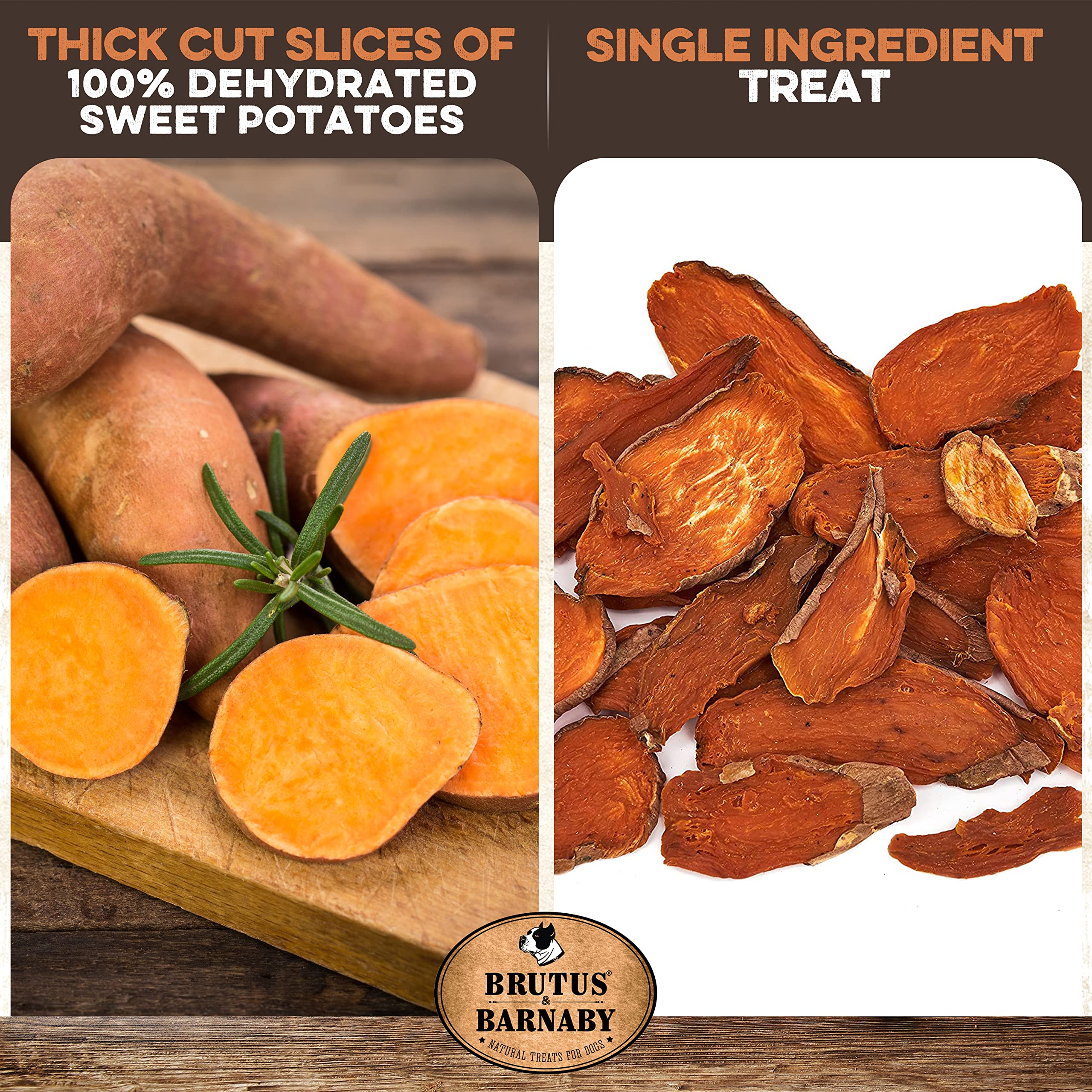 Sweet Potato Slices For Dogs - Half Slices, 2 lbs - Single Ingredient Grain Free Dog Treats, Best High Anti-Oxidant Healthy 100%