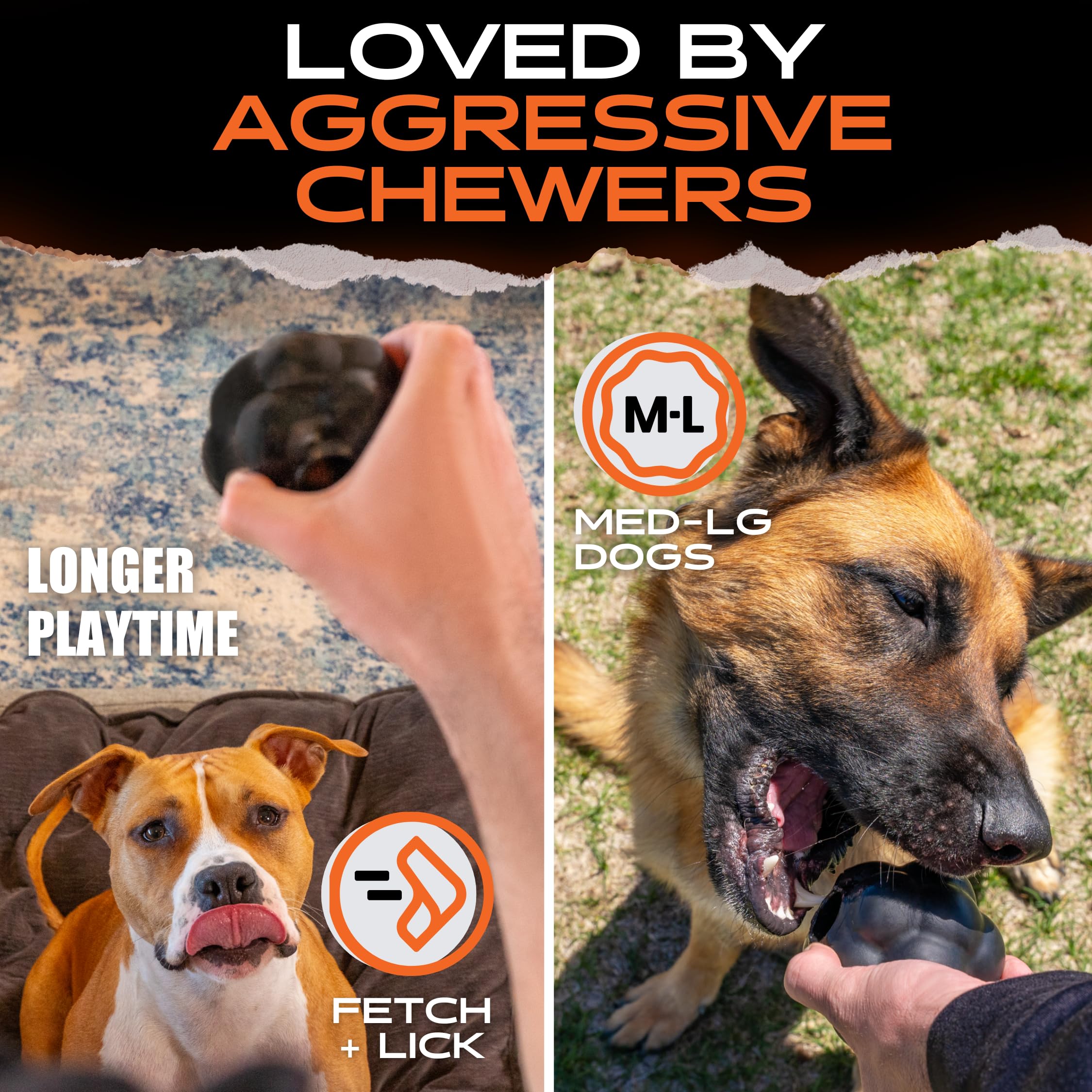 Monster K9 Dog Toys For Aggressive Chewers, Interactive Treat Ball - Virtually Indestructible Dog Toys For Large Dogs, Heavy Dut