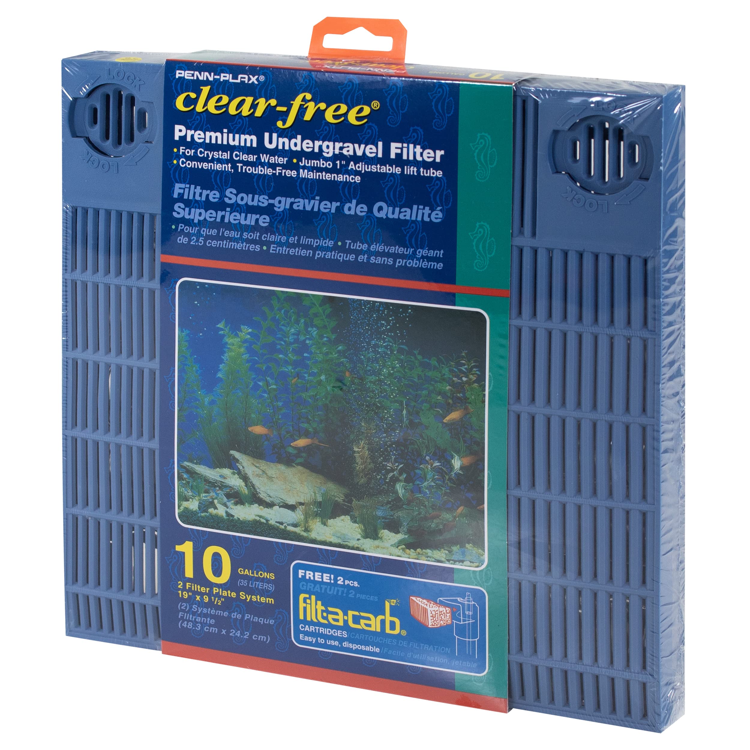 Penn-Plax Undergravel Aquarium Filter For 10 Gallon Tanks - Two 9.5 X 9.5 Plates - Under Gravel System For Clear, Clean Water -