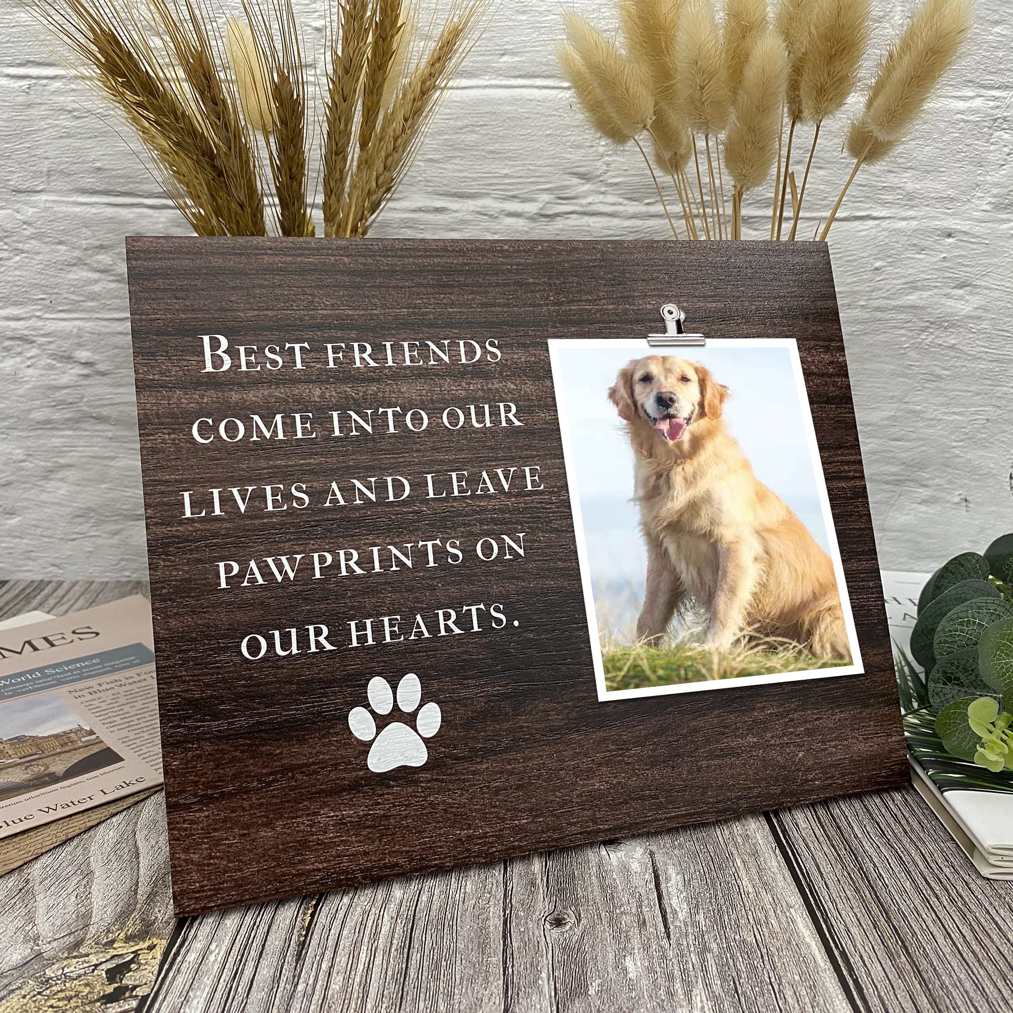 Pet Memorial Picture Clip Frame Holds 4X6 Photo - Dog/Cat Memorial Gifts, Pet Loss Gifts, Dog Sympathy/Remembrance Gift, In Lovi