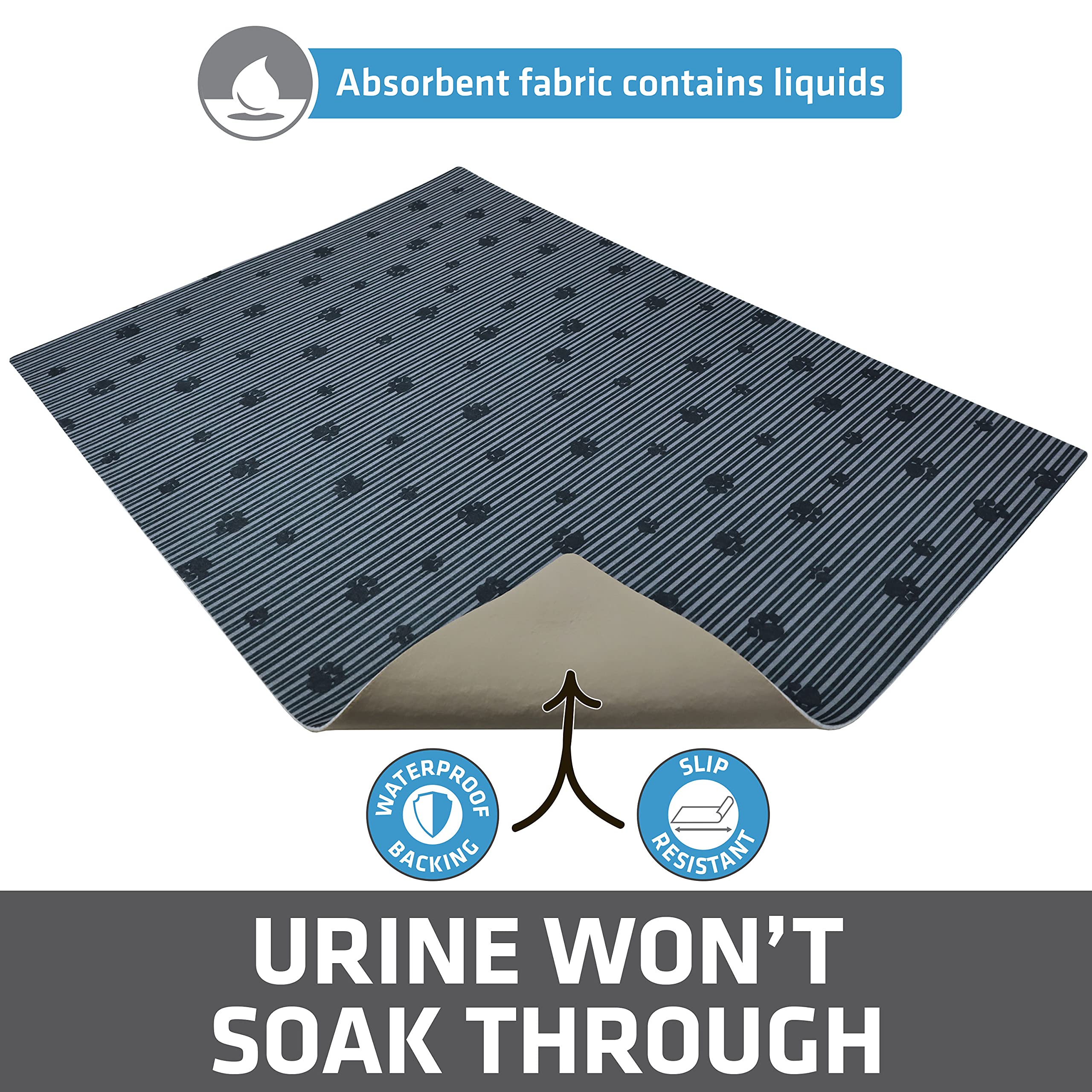 Drymate Original Cat Litter Mat, Contains Mess From Box, Protects Floors, Urine-Proof, Machine Washable, Soft On Kitty Paws, Absorbent, Waterproof (Usa Made, Recycled Content) (20”X28”)(Greystripepaw)