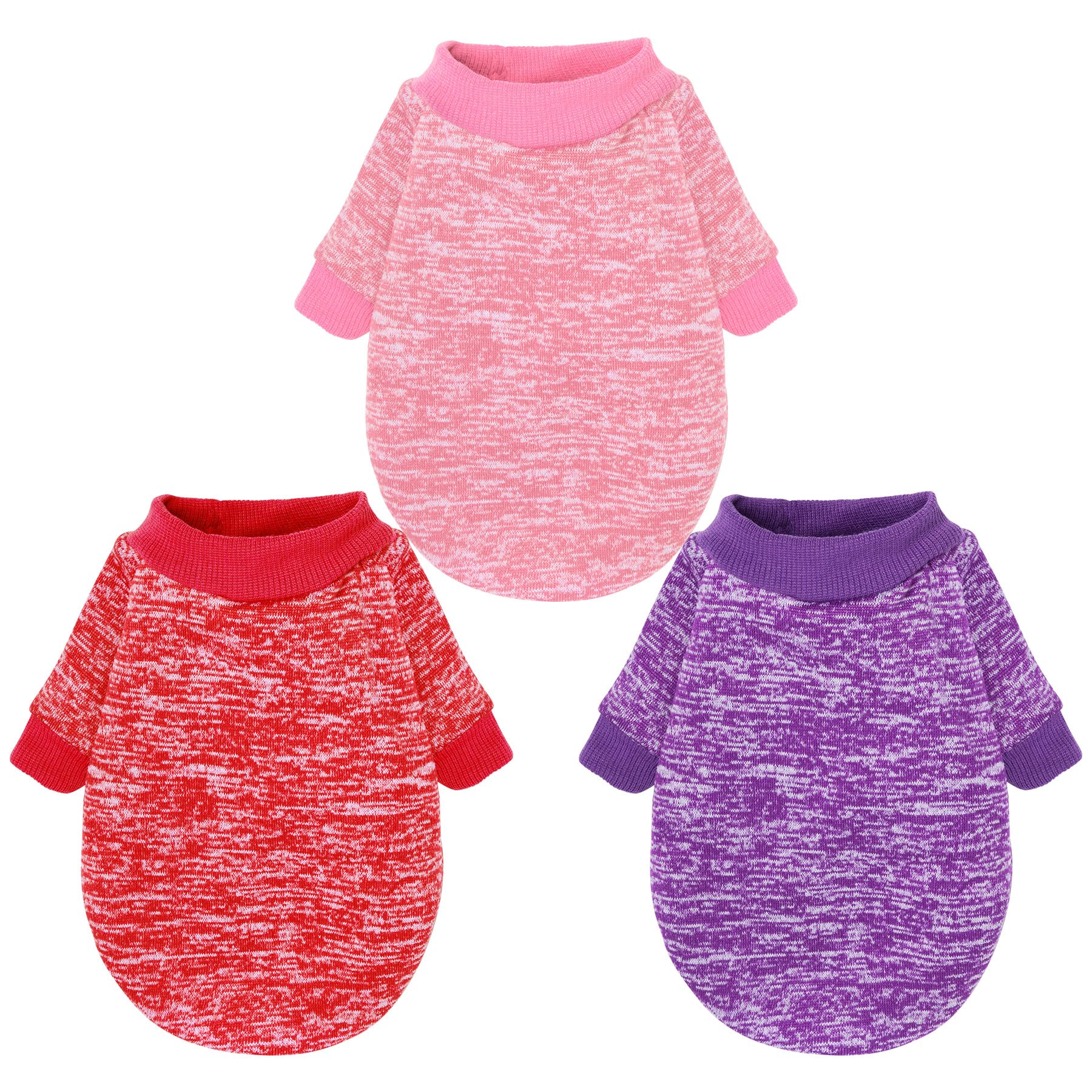 Rbenxia 3Pieces Dog Sweaters Puppy Warm Sweater Doggie Sweatshirt Puppy Clothes Winter Dog Outfits For Small Puppy Dog Cat Pets