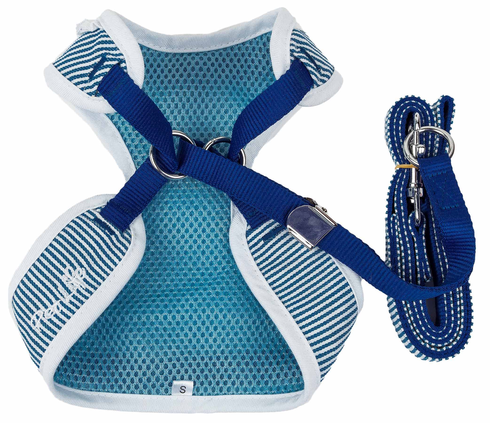 Pet Life    Luxe Spawling 2-In-1 Mesh Reversed Adjustable Dog Harness-Leash W/Fashion Bowtie, Large, Blue