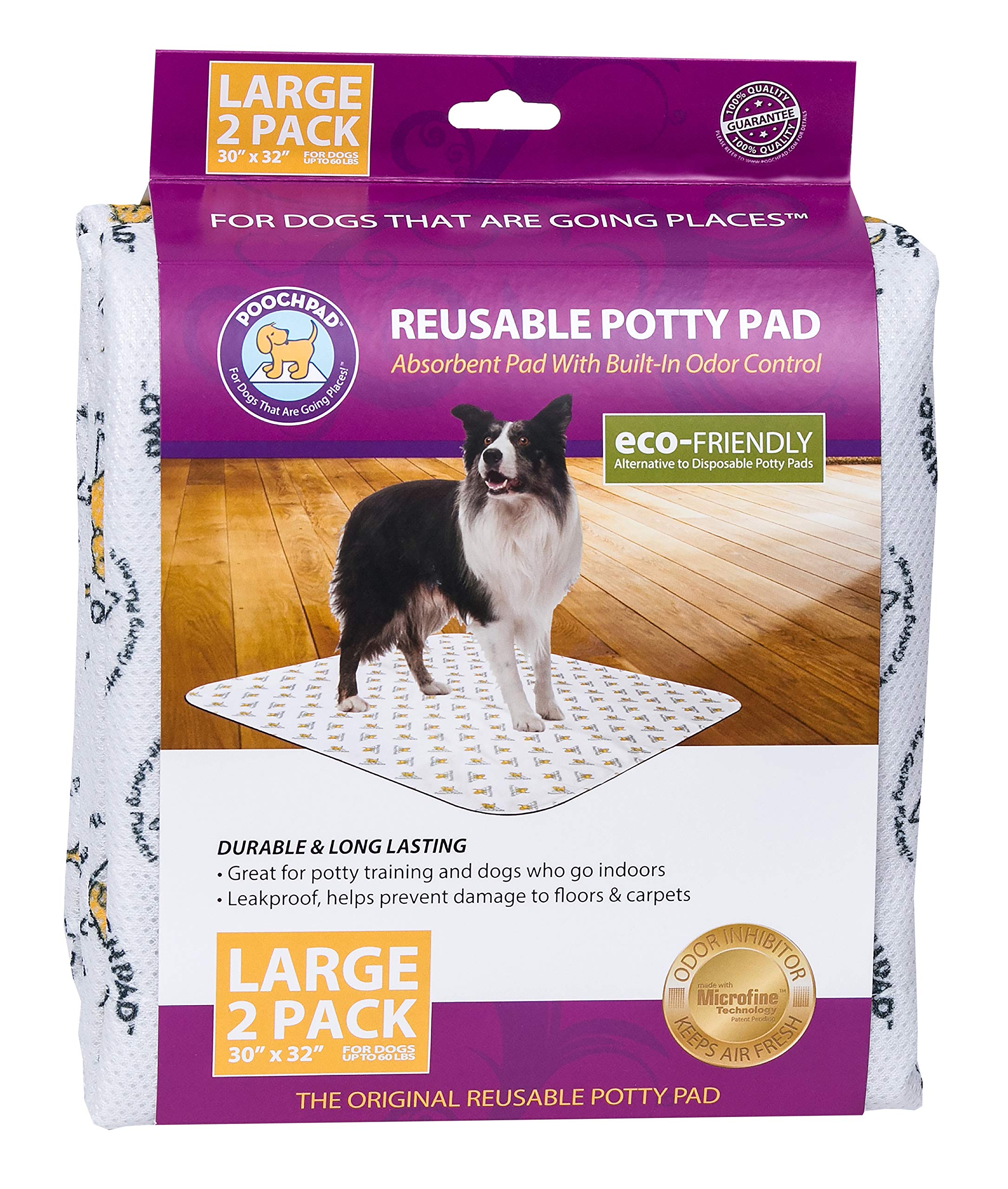 Poochpad Original Washable, Reusable Potty Pad (Large, Pack Of 2) - Unmatched Odor Control, Leakproof Puppy Training Pee Pad
