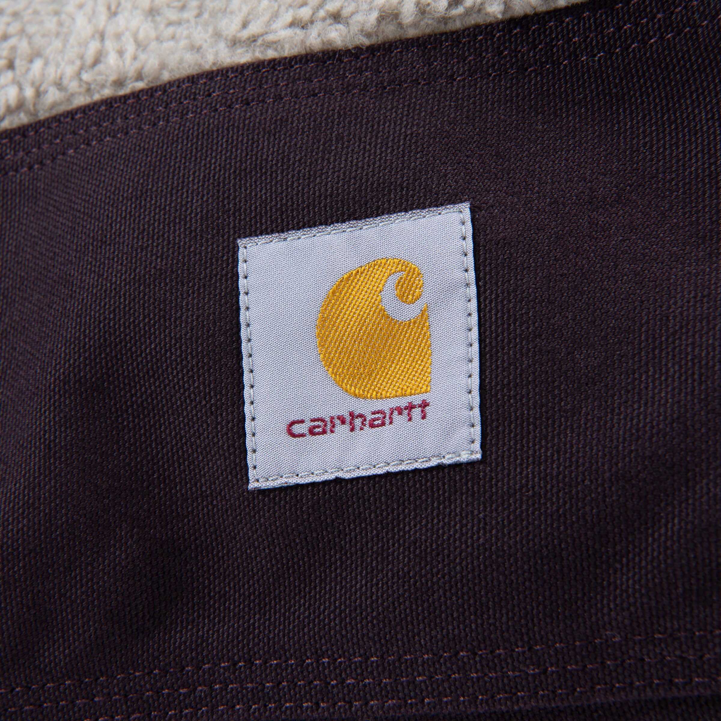Carhartt Durable Canvas Pet Bed, Water Resistant Firm Duck Dog Bed, Deep Wine (Sherpa Top), Medium