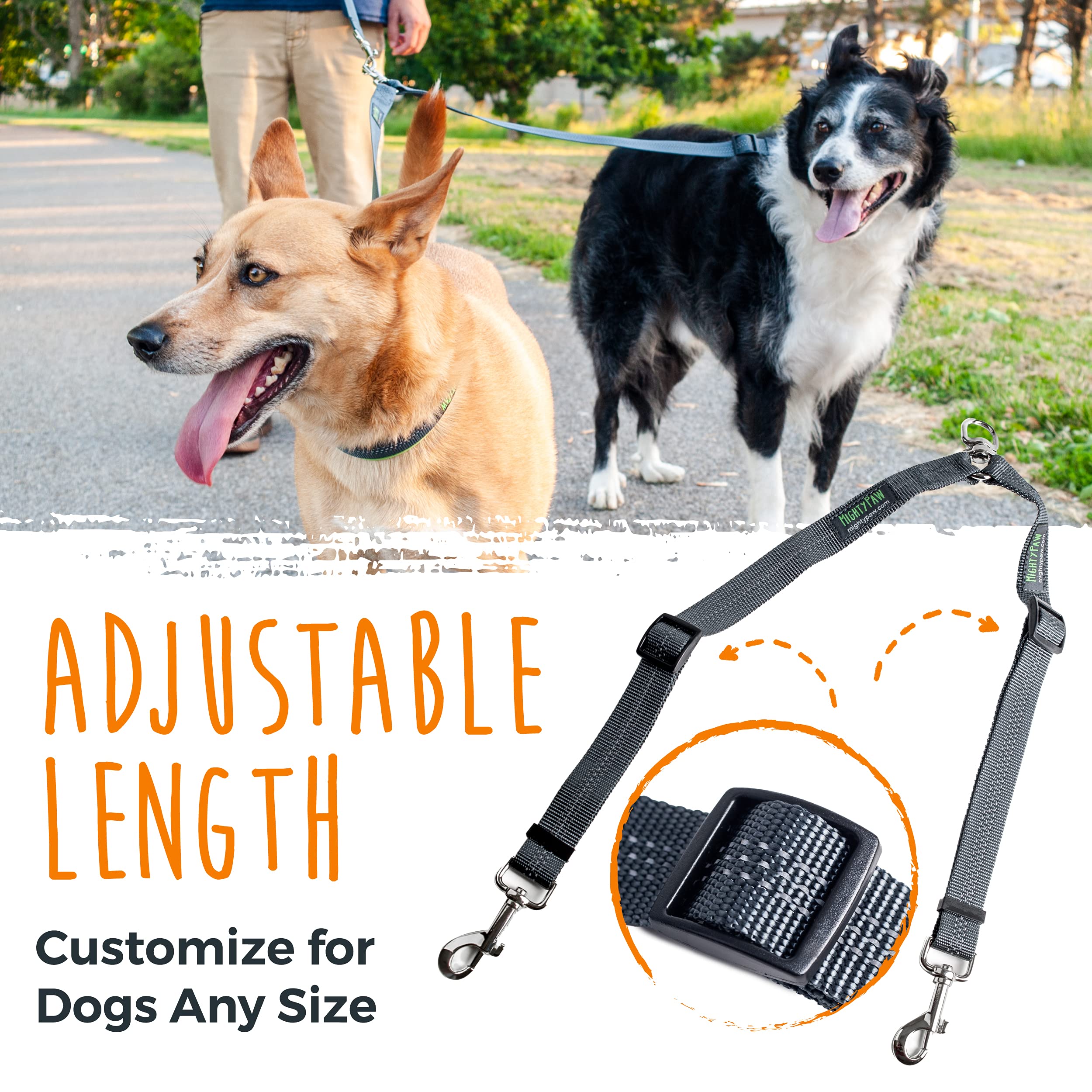 Mighty Paw Double Dog Leash  Dual Dog Leash, Two Dog Leash, Multiple Dog Leash For 2 Dogs, Double Leash For Dogs, Leash Splitter