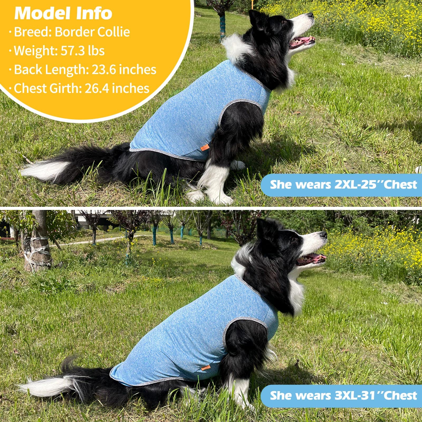 Kyeese 2 Pack Dog Shirts For Large Dogs Quick Dry Breathable Stretchy Sun Protection Pet T-Shirts With Reflective Label Tank Top