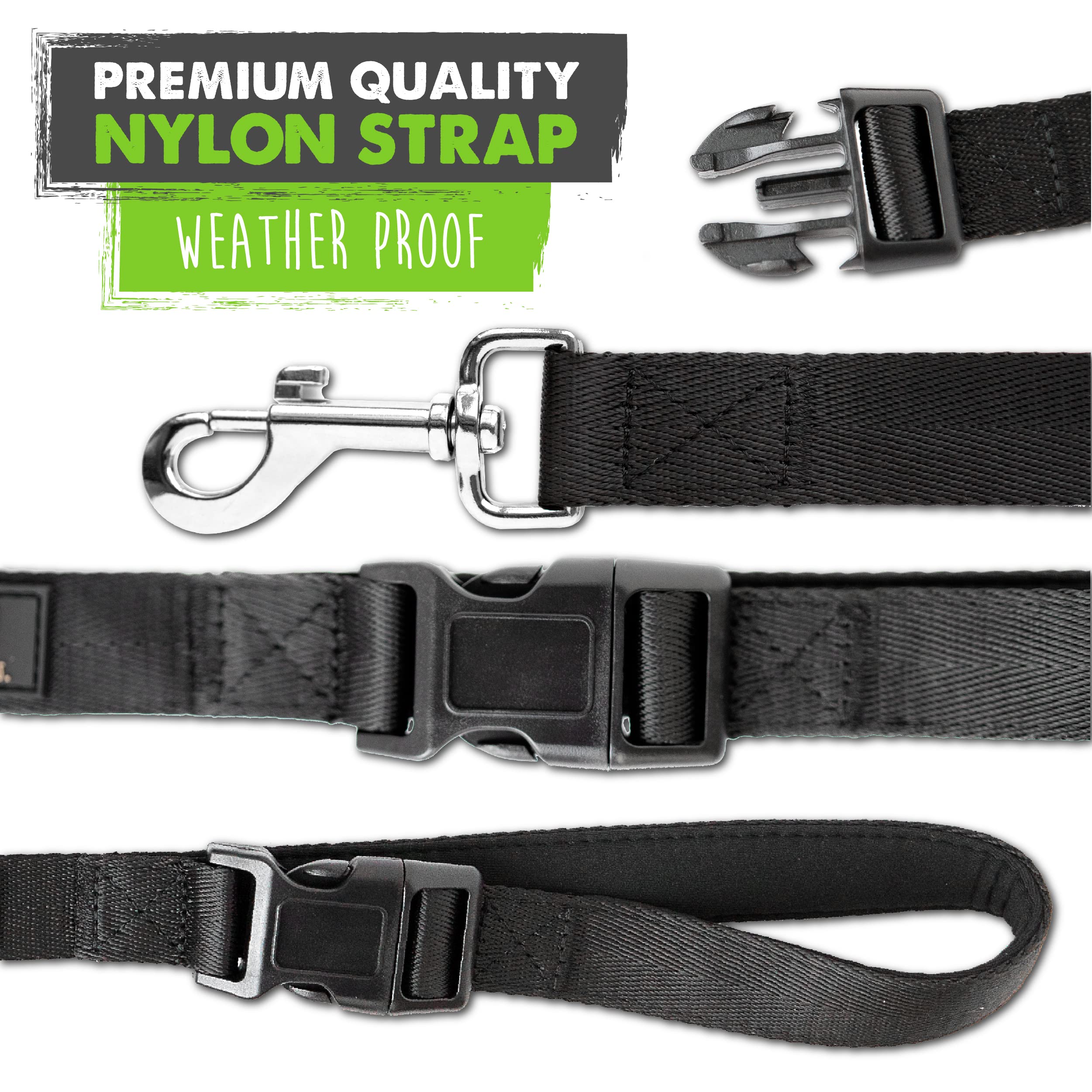 Mighty Paw Long Dog Leash - Premium Leash For Off-Leash Recall Training - Includes Buckled Padded Handle - Suitable For Yard - Pet Yard Leash - Camping And Dog Lead Training - (30 Feet, Black)