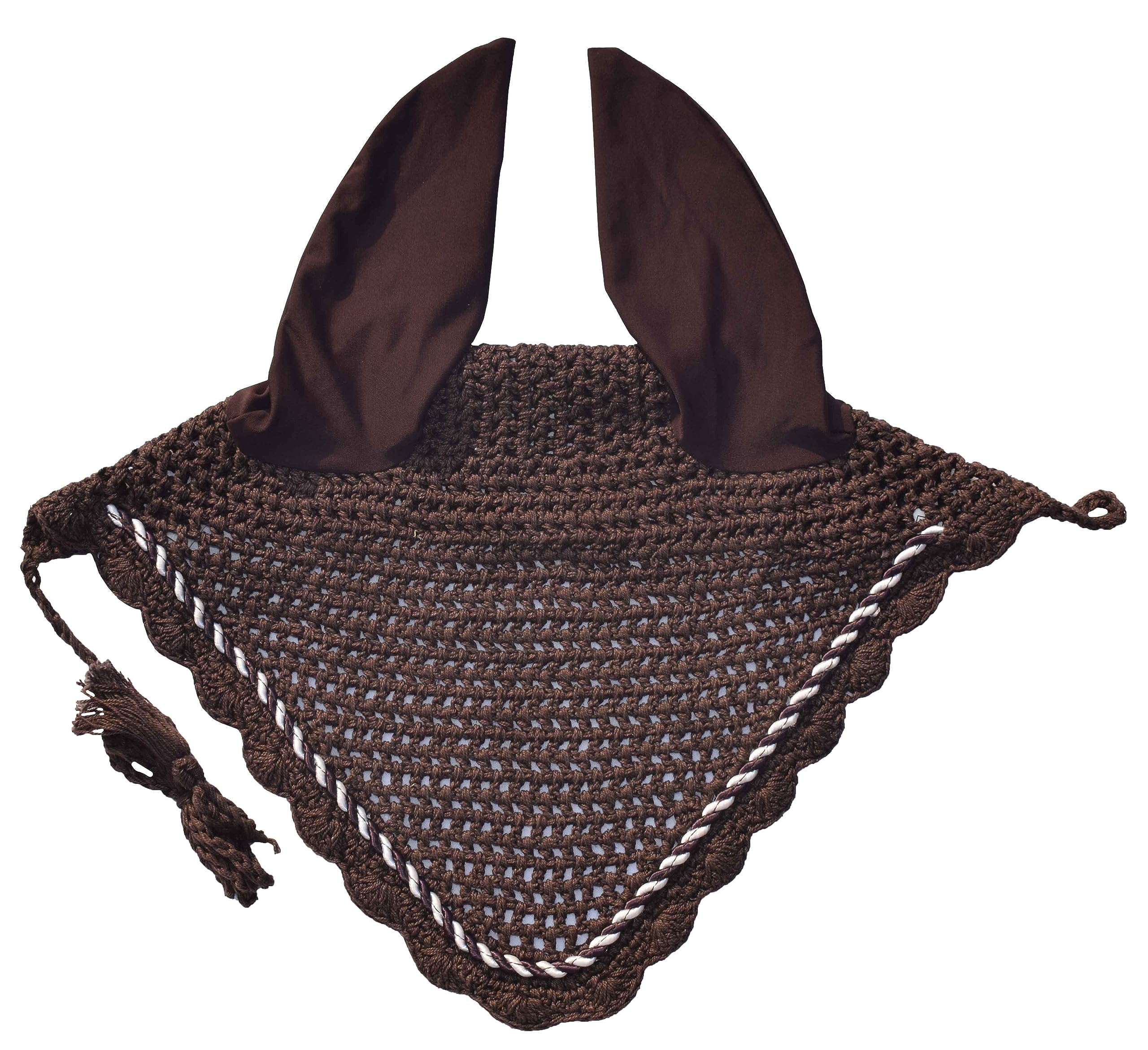 Horse Ear Bonnet Ear Net Hat Fly Bonnet Hood Mask Fly Veil Full Hand Made Cotton (Black, Horse/Full)