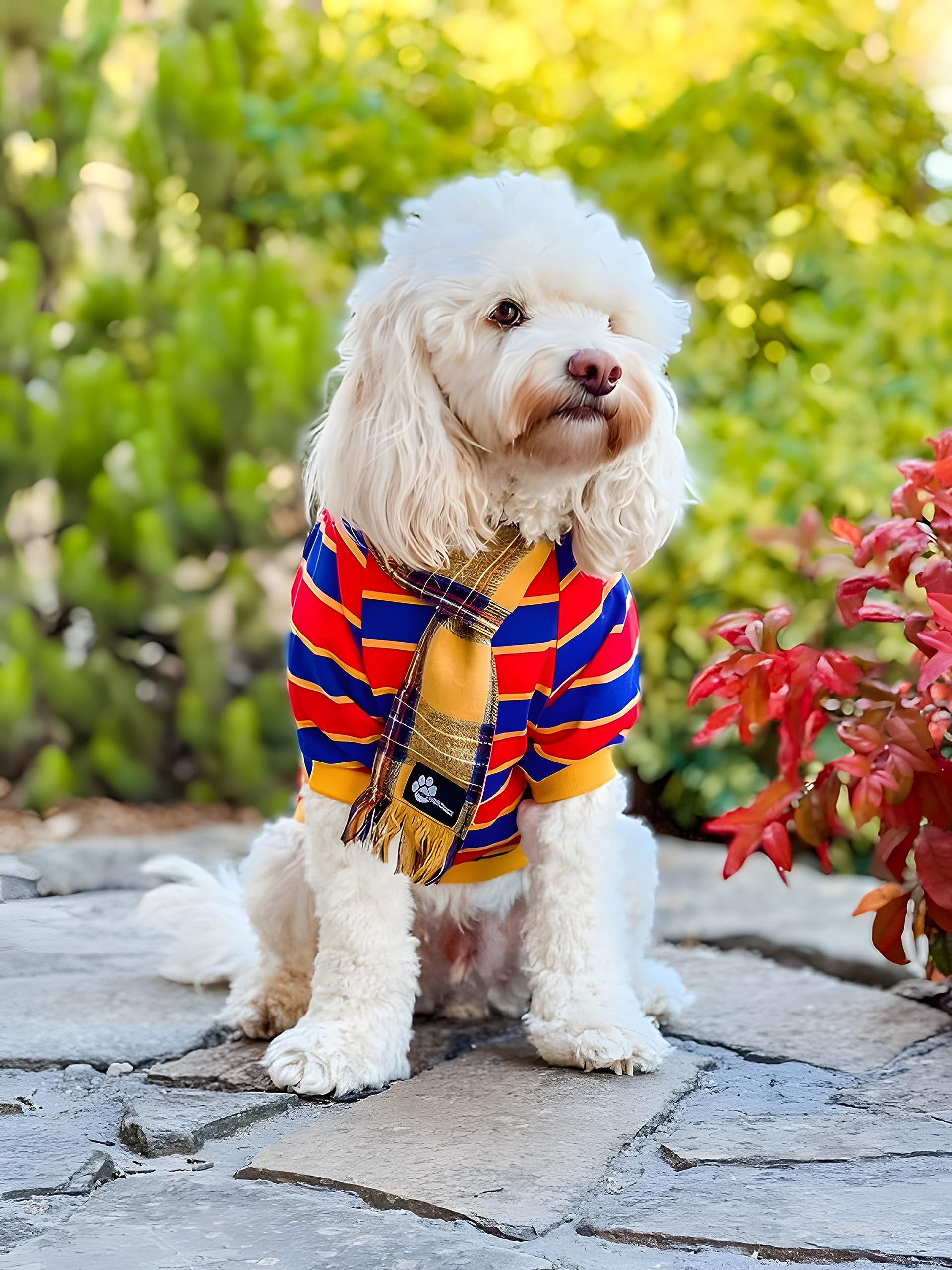 Fitwarm 2 Pack Striped Dog Shirt, Summer Dog Clothes For Small Dogs Boy, Breathable Pet Tshirt, Stretchy Cat Outfit, 103% Cotton