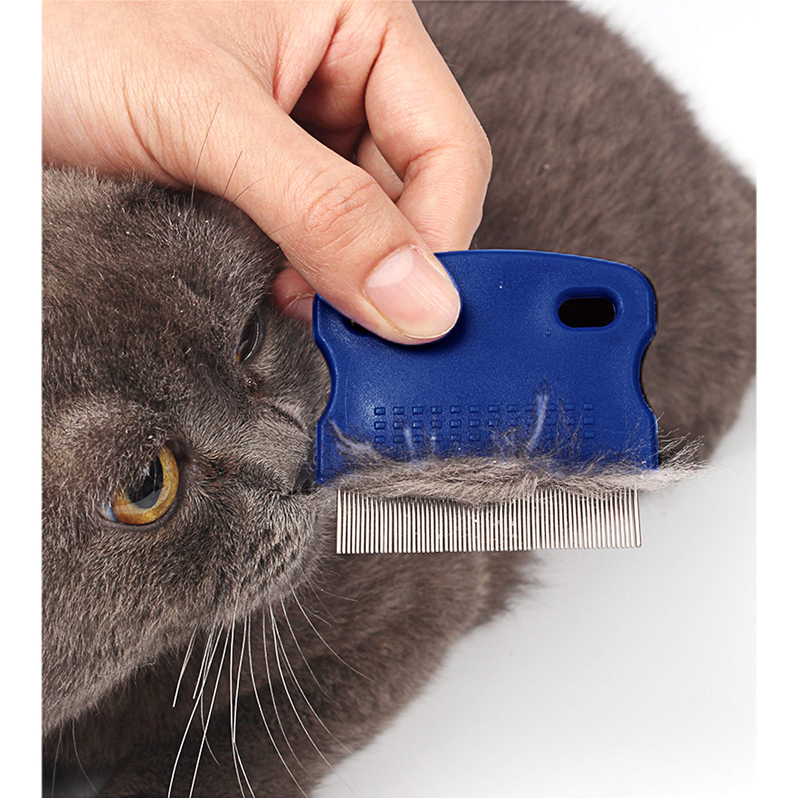 GNAWRISHING 4Pcs Flea Comb Set for Dogs & Cats - High Strength Teeth, Pet Tear Stain Remover, Effective Float Hair Remover