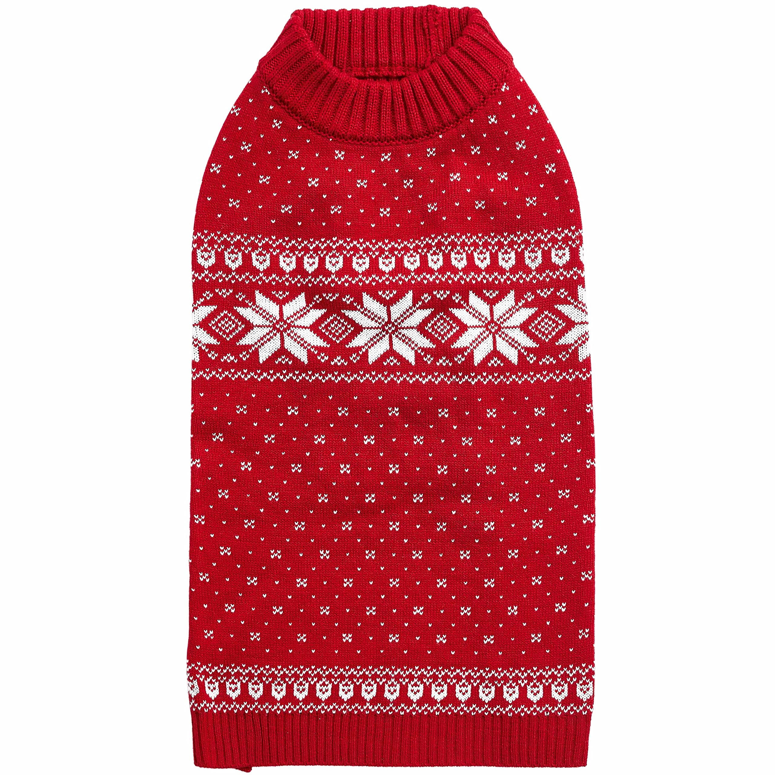 Blueberry Pet Christmas Snowflakes Holiday Festive Pullover Dog Sweater, Back Length 22', Pack Of 1 Clothes For Dogs